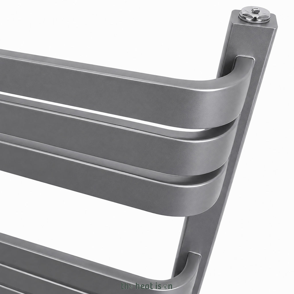 DQ TESORO, 1200h x 500w(mm), 2678 BTUs Heated Towel Rail, Inifintiy Steel (Metallic PVD Finish)