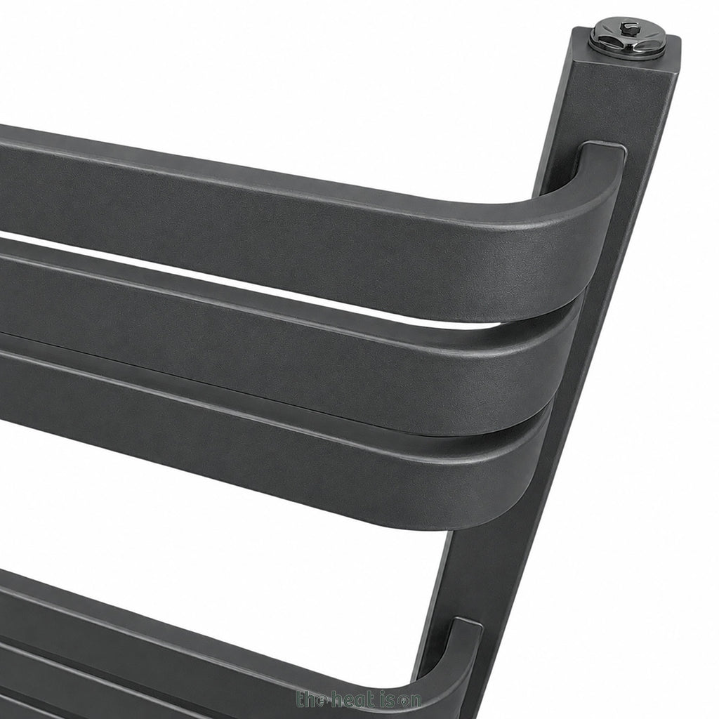 DQ TESORO, 1200h x 500w(mm), 2678 BTUs Heated Towel Rail, RAL 7016 Textured Anthracite Grey