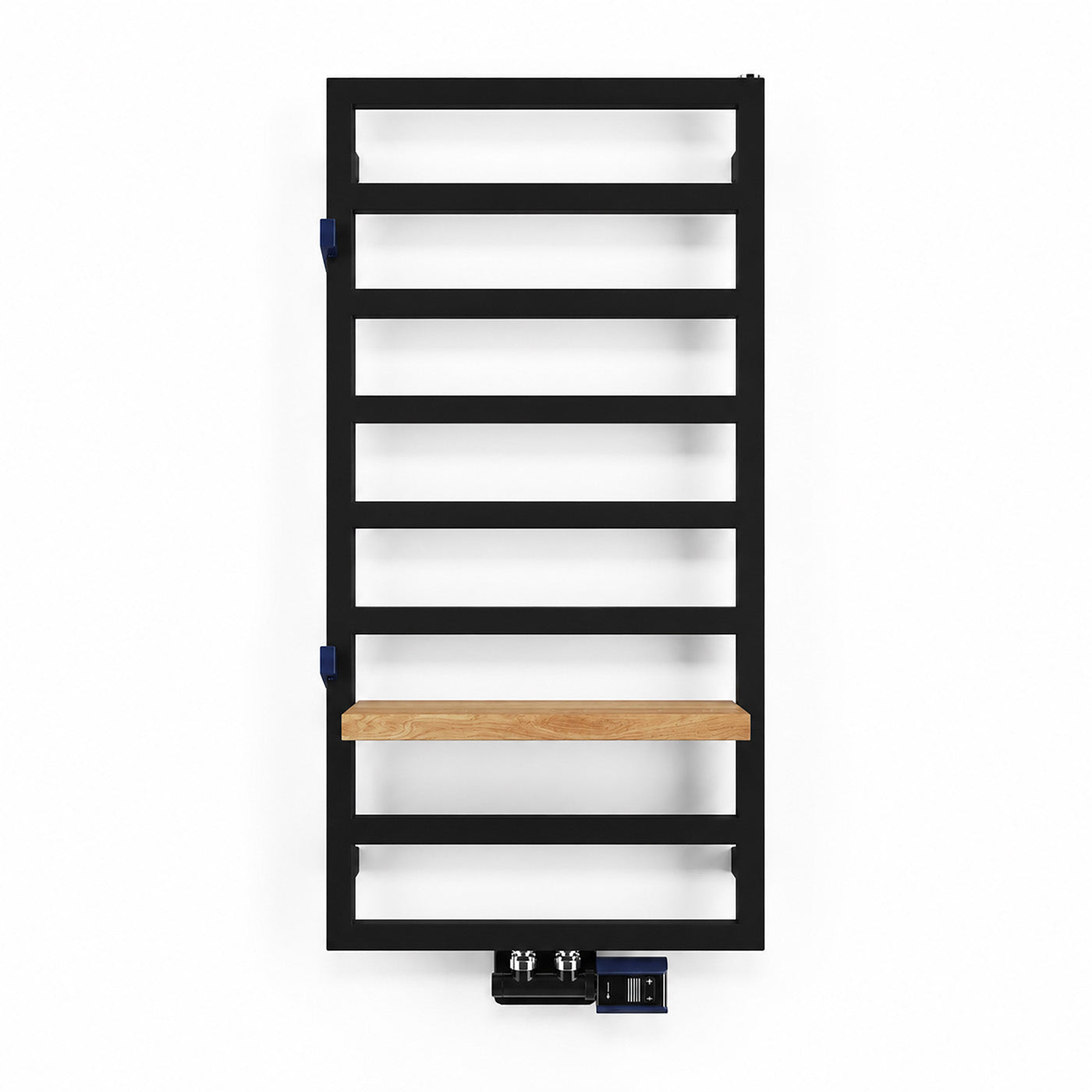 Terma GRID, 990h x 500w(mm), 1351 BTUs Heated Towel Rail, 50mm Central Connections, Super Matt Soft RAL 9005  Black