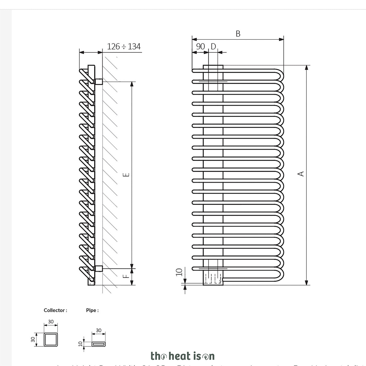 Terma MICHELLE, 1200h x 600w(mm), 2018 BTUs, Heated Towel Rail, Salt n Pepper (Bars) / RAL 5018 Teal (Masking)