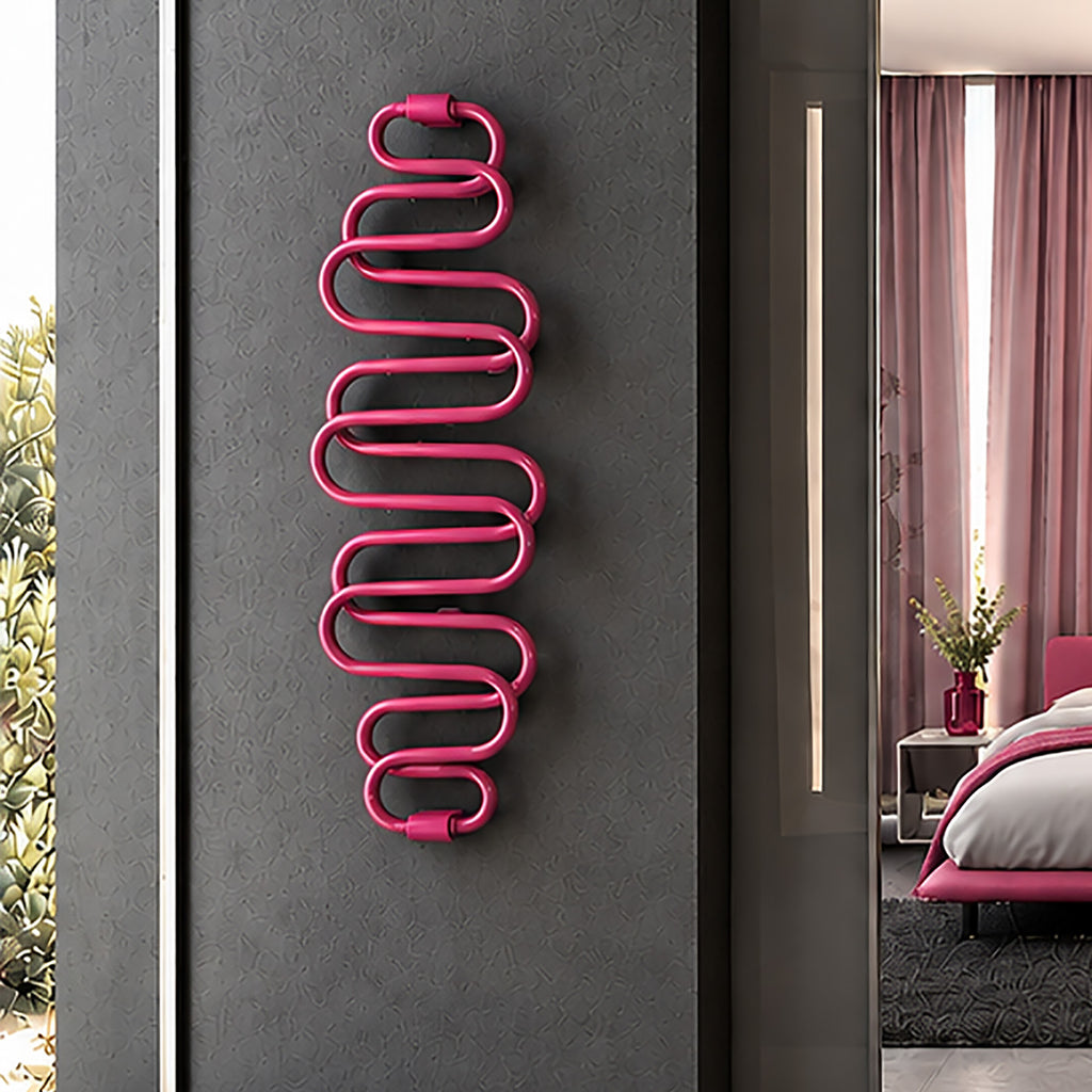 Terma PERLA E, 1360h x 500w(mm), 284w Dry Electric Towel Rail (with heating wire), RAL 4010 Telemgenta Pink  (simple on/off button, no timer/no drying func.)