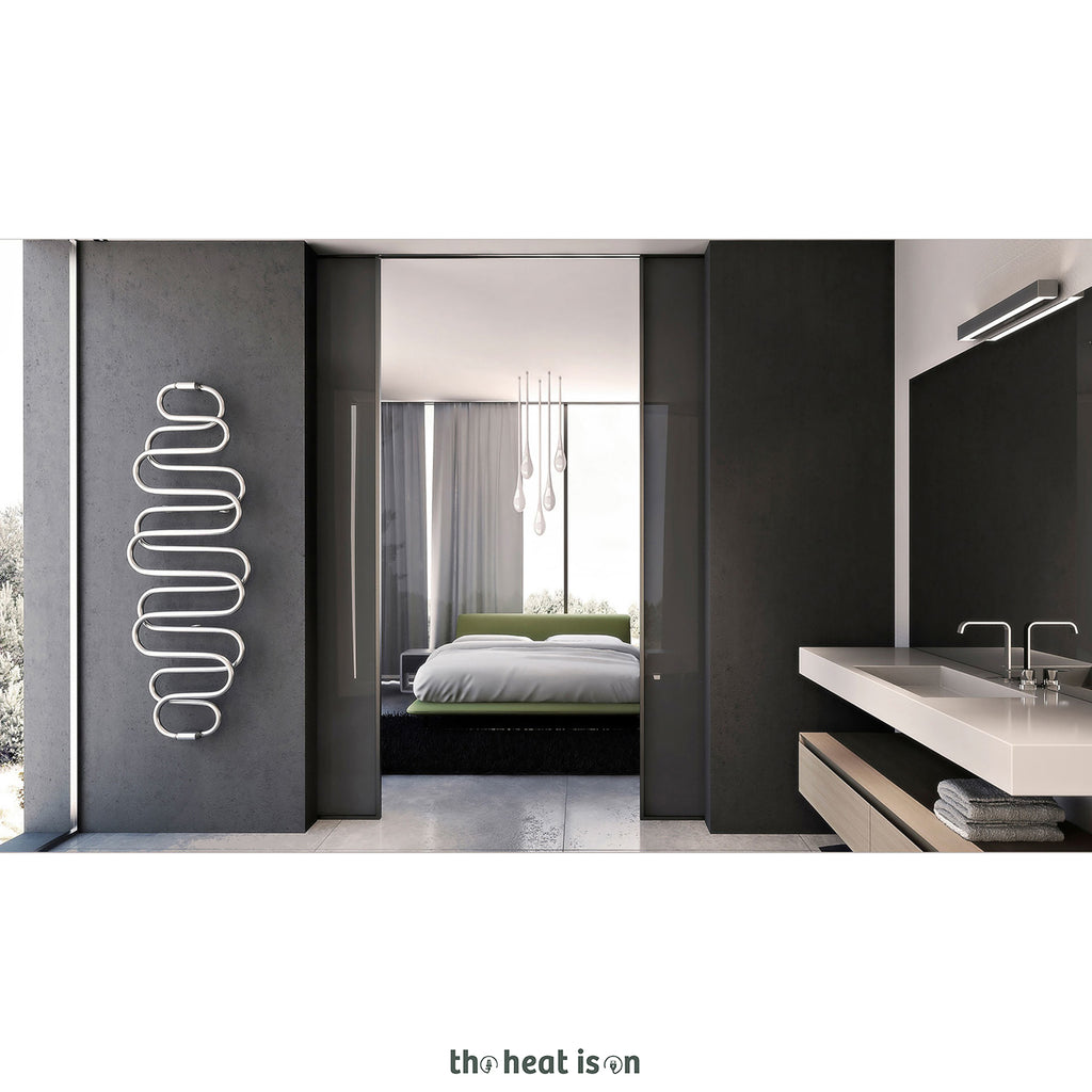 Terma PERLA E, 1760h x 600w(mm), 284w Dry Electric Towel Rail (with heating wire), Chrome (simple on/off button, no timer/no drying func.)