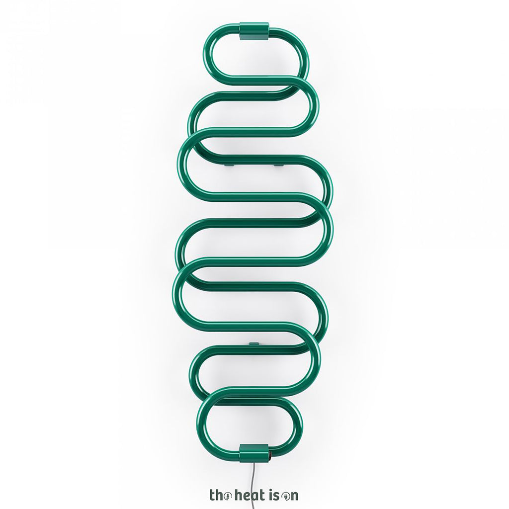 Terma PERLA E, 1760h x 600w(mm), 455w Dry Electric Towel Rail (with heating wire), RAL 6026 Opal Green (simple on/off button, no timer/no drying func.)