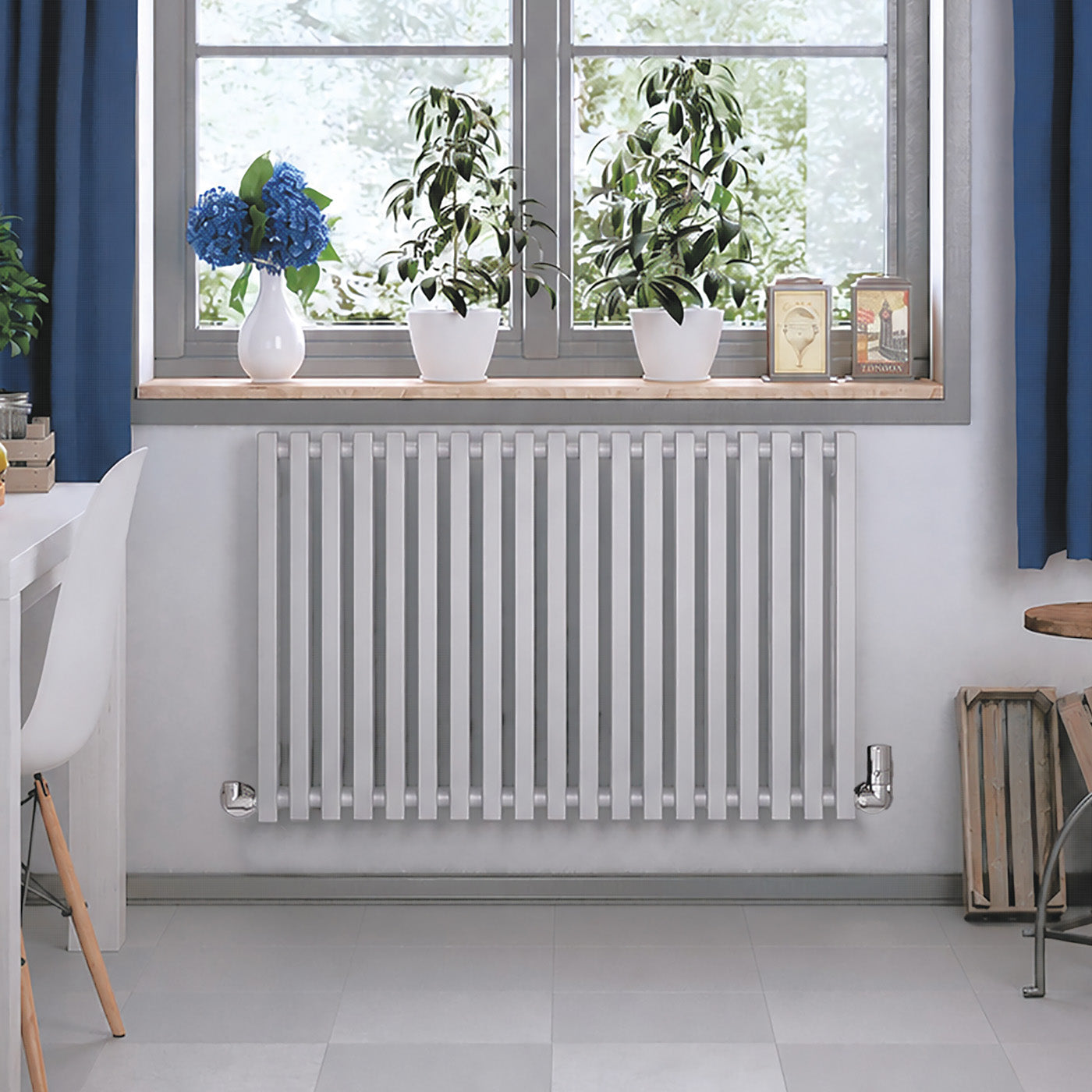 Terma TRIGA, 610h x 1080w(mm), 3003 BTUs Horizontal Designer Radiator, Metallic Silver