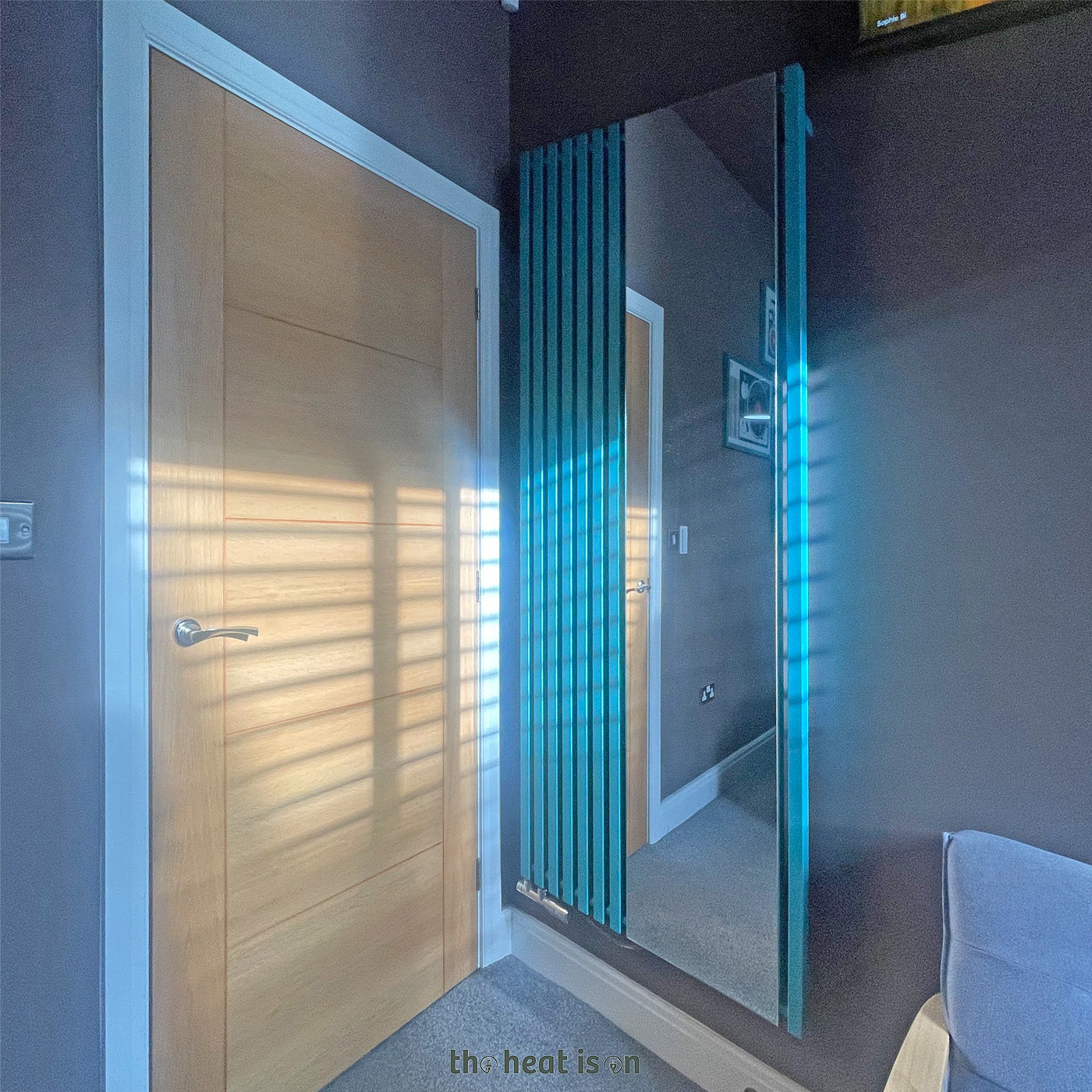 Terma TRIGA M, 1900h x 780w(mm), 3280 BTUs, Vertical Designer Radiator, RAL 5018 Matt Teal