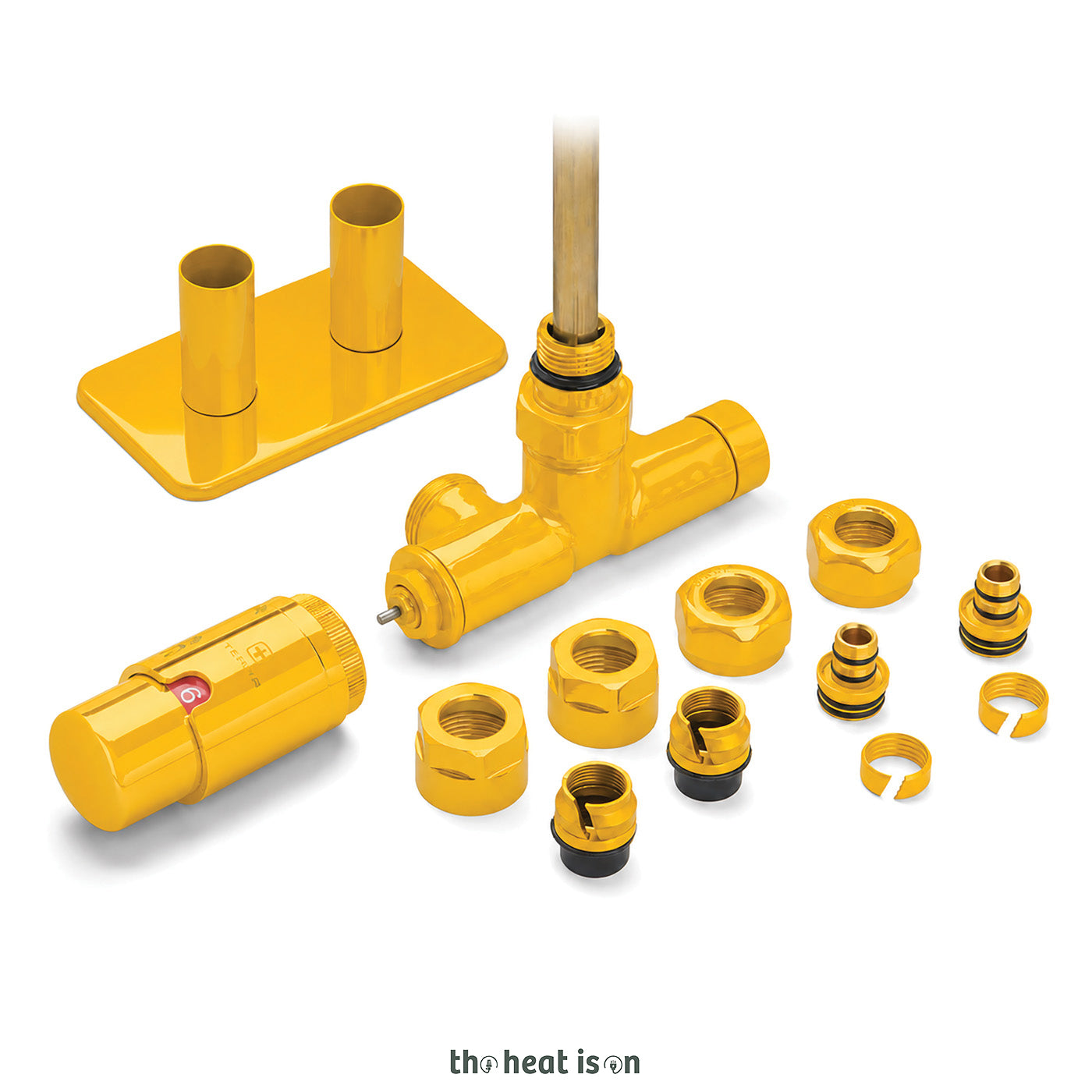 01-thermostatic-50mm-radiator-valves-trvs-with-immersion-tube-for-dual-fuel-or-single-entry-point-radiator-pipe-masking-RAL-1003-matt-signal-yellow-left-sided-angled-unico