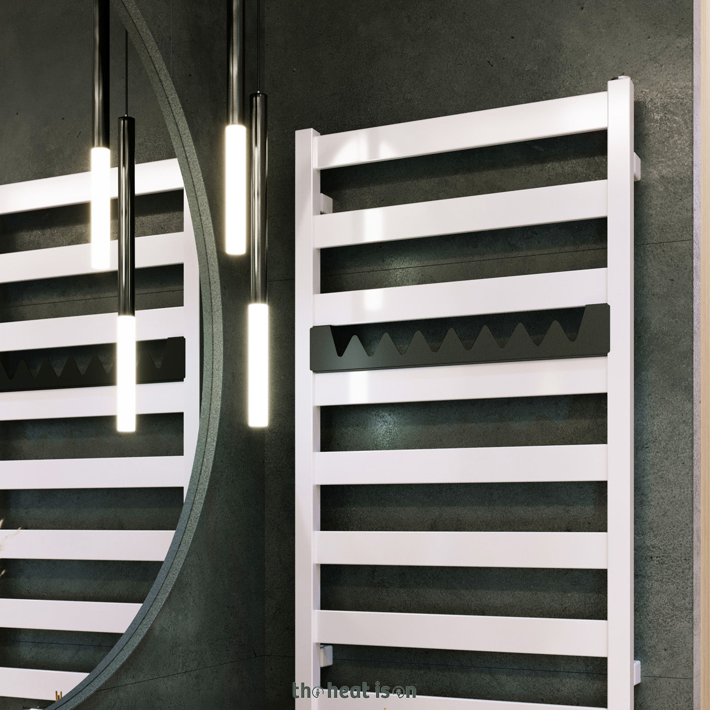 Terma VIVO, 910h x 500w(mm), (Side Entry Connections) 1194 BTUs, Heated Towel Rail, RAL 9016 Matt White