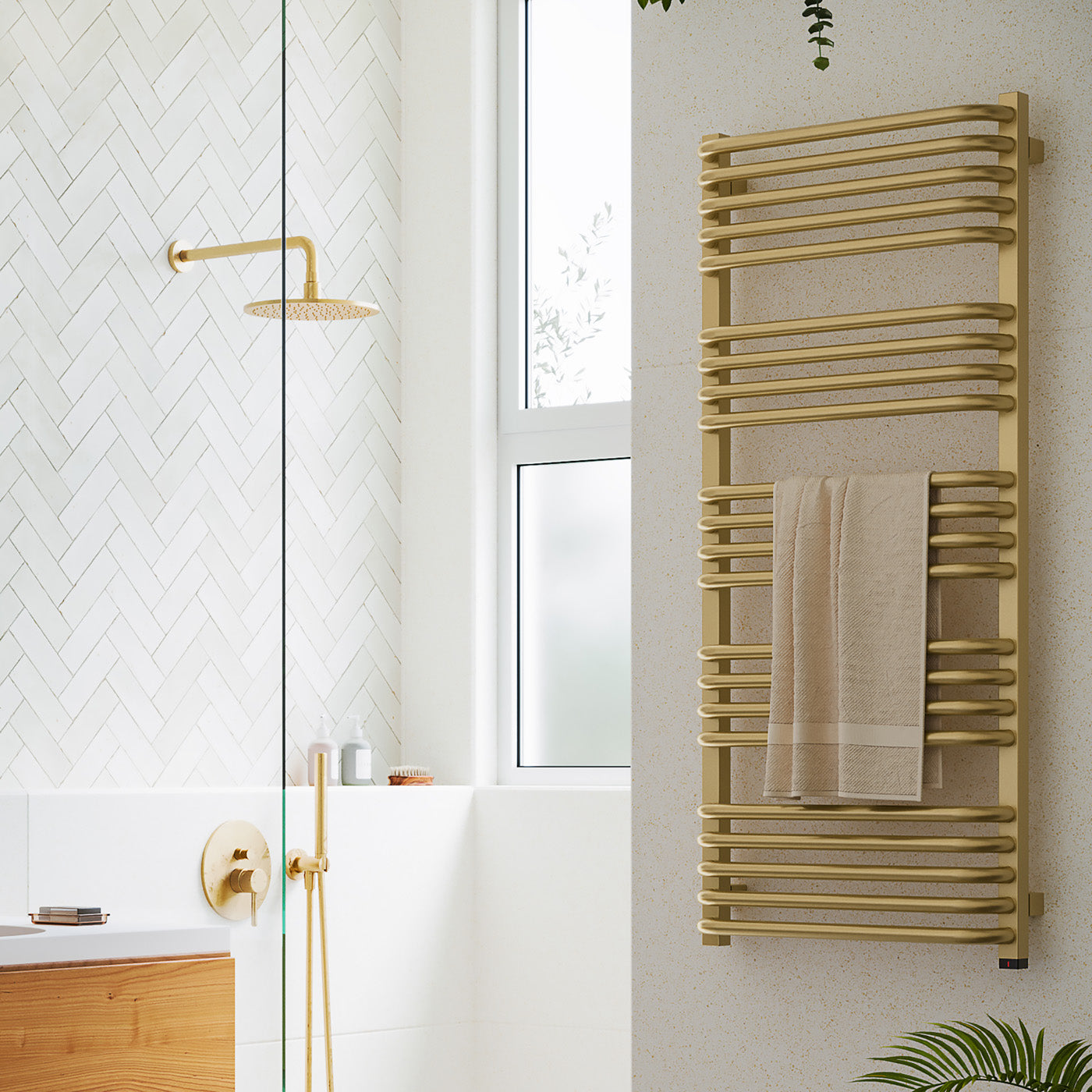 01_Terma-ALEX-ONE-_-45_60-deg._-1140h-x-500w_mm_-600w-Electric-Towel-Rail_-Matt-Brass