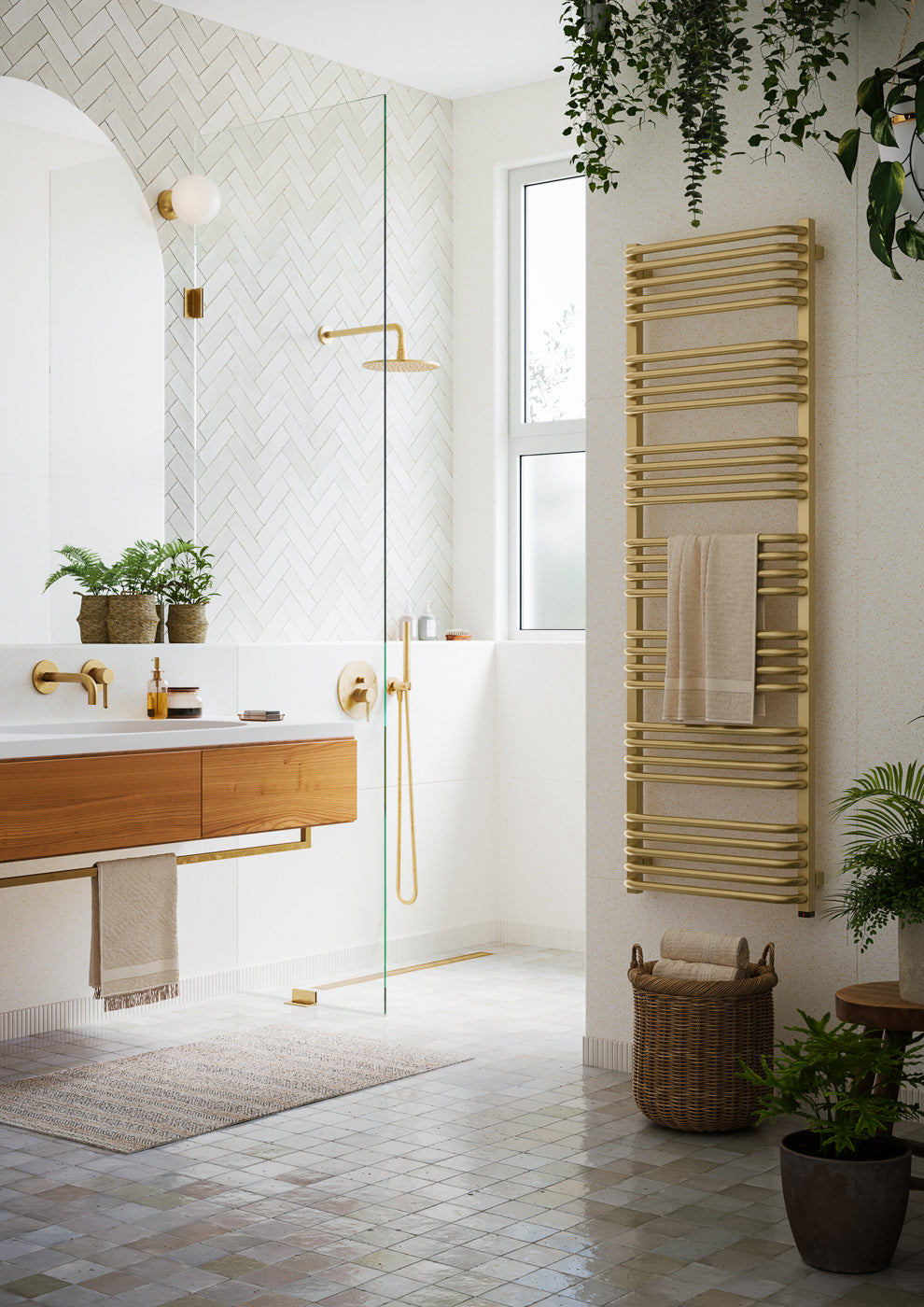 01_Terma-ALEX-ONE-_-45_60-deg._-1580h-x-500w_mm_-800w-Electric-Towel-Rail_-Matt-Brass