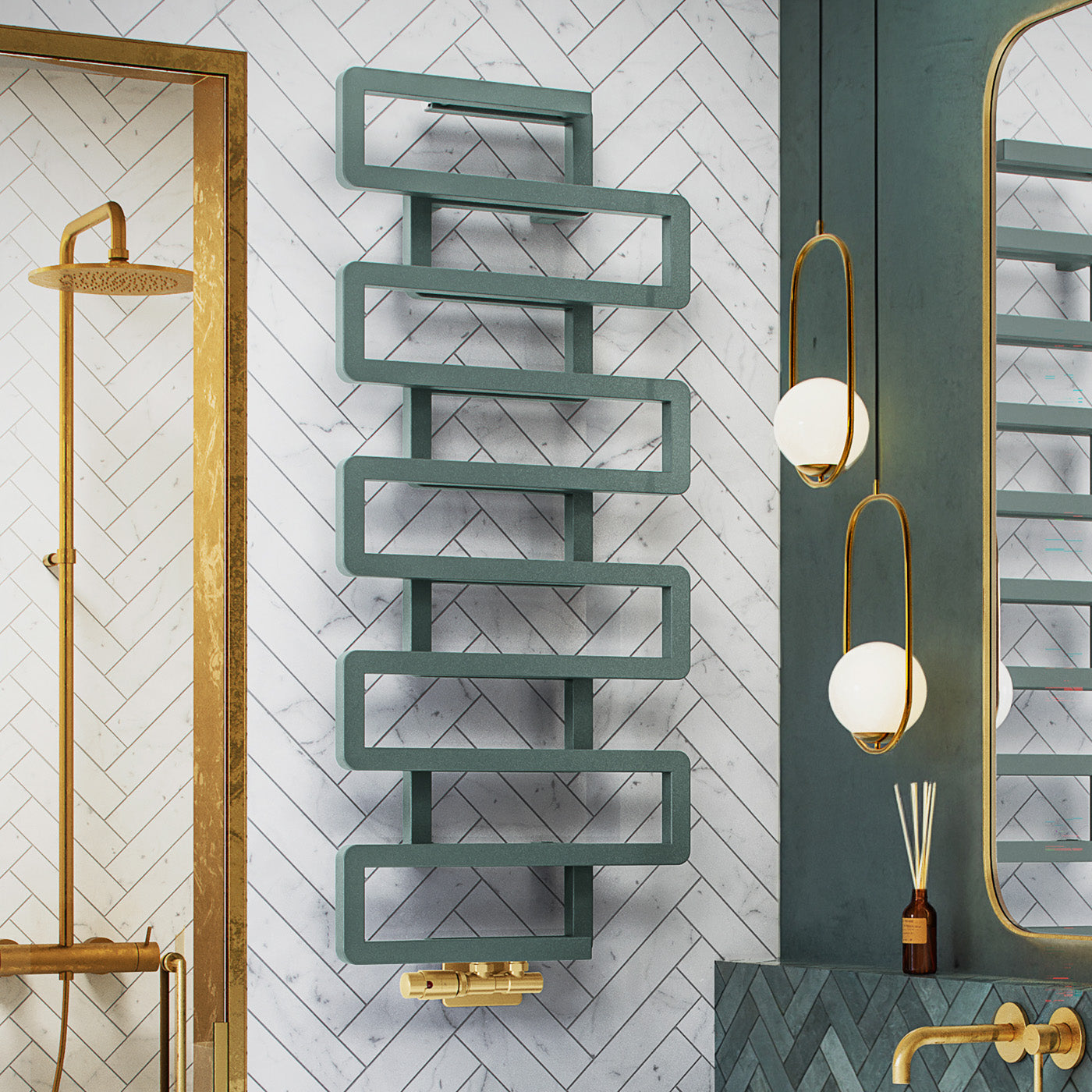 01_Terma-BOOKIE_-1155h-x-500w_mm_-2110-BTUs-Heated-Towel-Rail_-Anodic-Malachite-Green