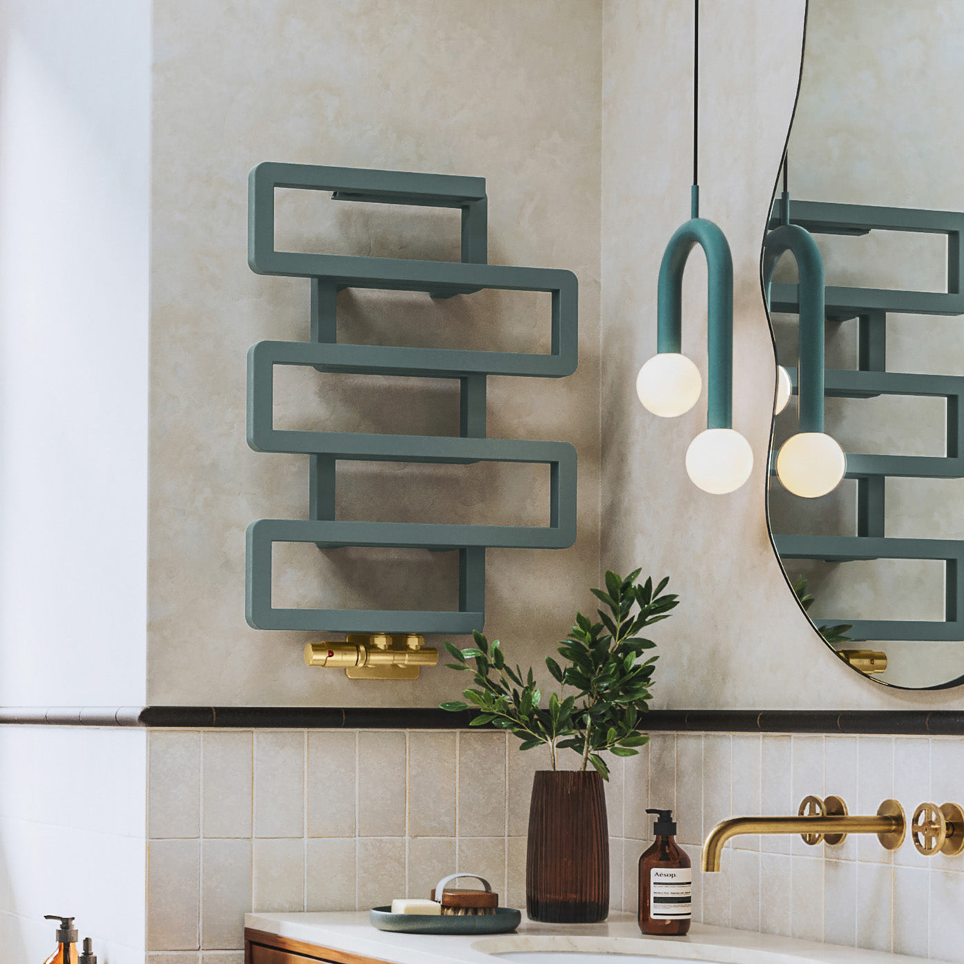 01_Terma-BOOKIE_-655h-x-500w_mm_-1278-BTUs-Heated-Towel-Rail_-Anodic-Malachite-Green