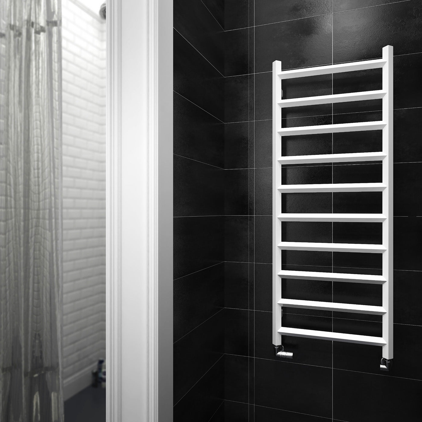Terma CRYSTAL, 1200h x 400w(mm), 1166 BTUs Heated Towel Rail, RAL 9016 Soft White