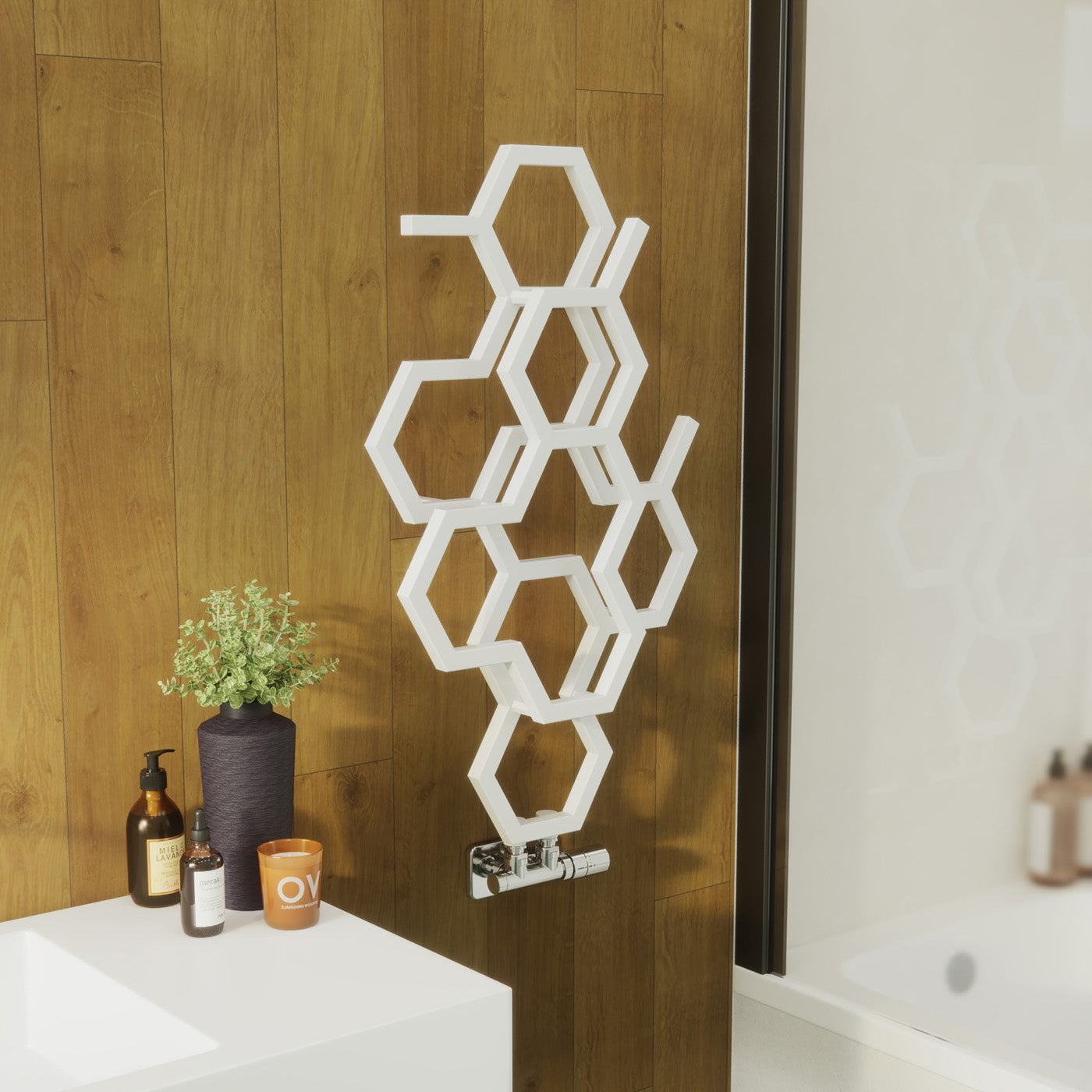 01_Terma-HEX_-821h-x-486w_mm_-846-BTUs-Heated-Towel-Rail_-Soft-9016-_Matt-White