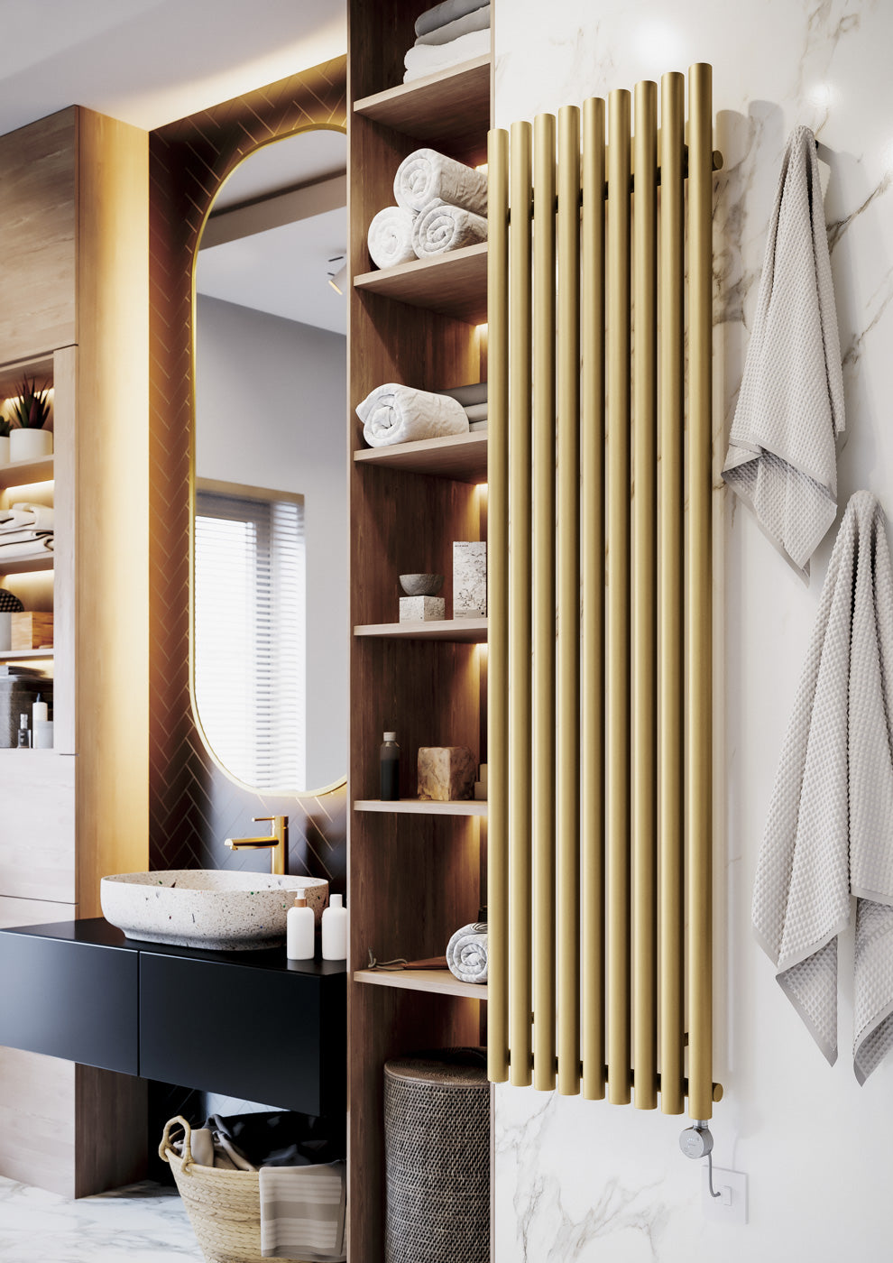 01_Terma-ROLO-ROOM-E-_Bluetooth_-1800h-x-480w_mm_-1-Kw-Electric-Radiator_-Matt-Brass