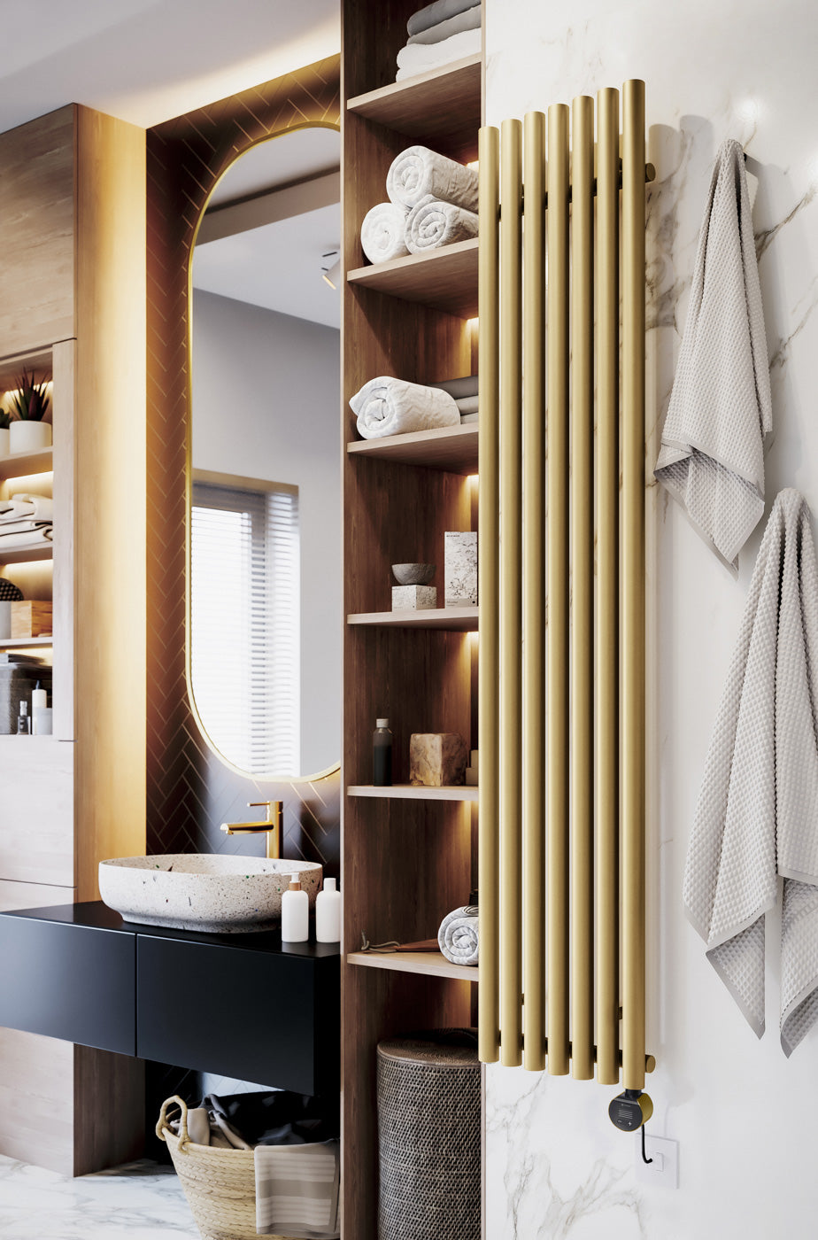 01_Terma-ROLO-ROOM-E-_Wi-Fi_-UK-plug_-1800h-x-370w_mm_-0.8-Kw-Electric-Radiator_-Matt-Brass