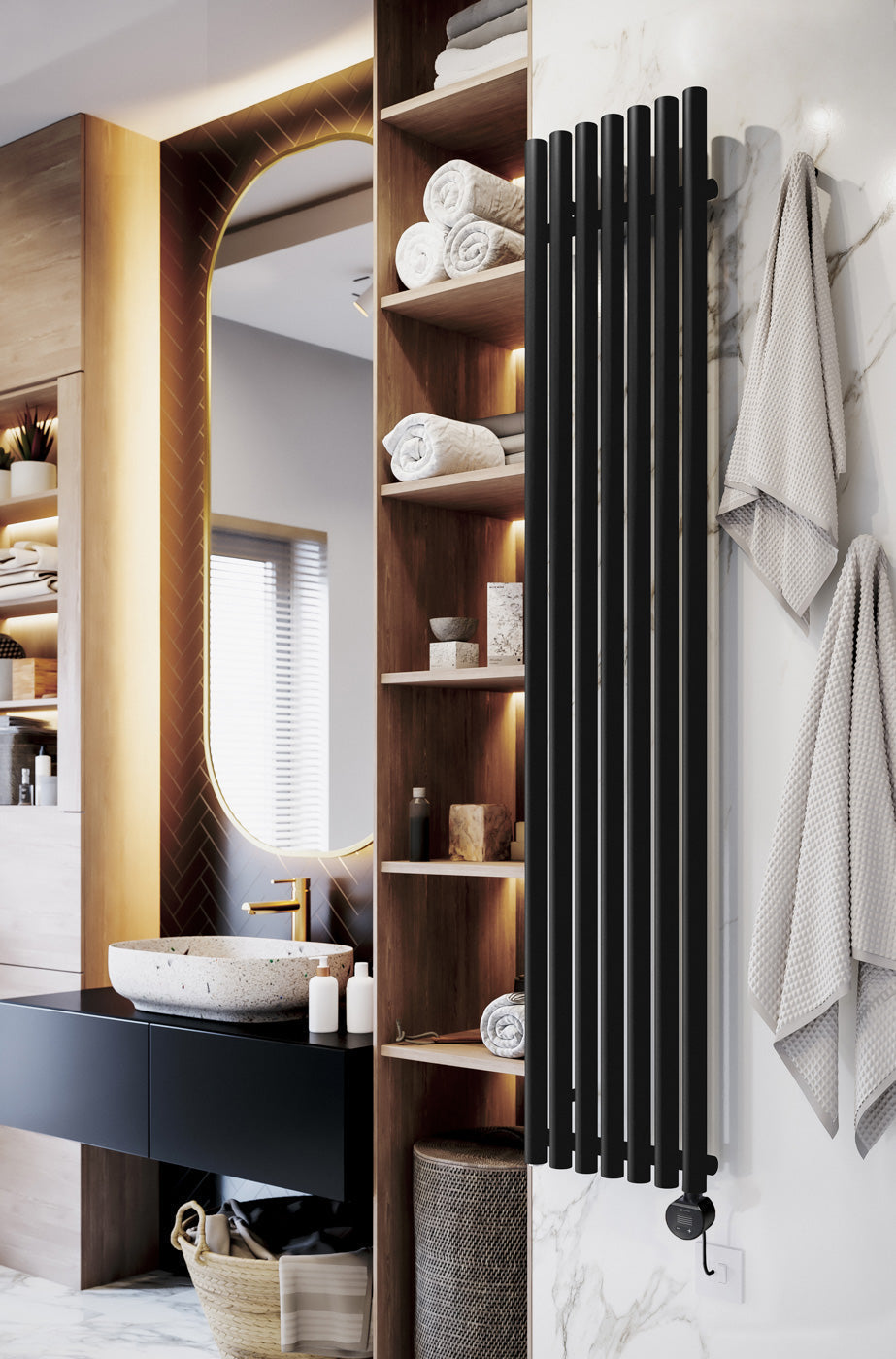 01_Terma-ROLO-ROOM-E-_Wi-Fi_-UK-plug_-1800h-x-370w_mm_-0.8-Kw-Electric-Radiator_-Textured-Heban-Black