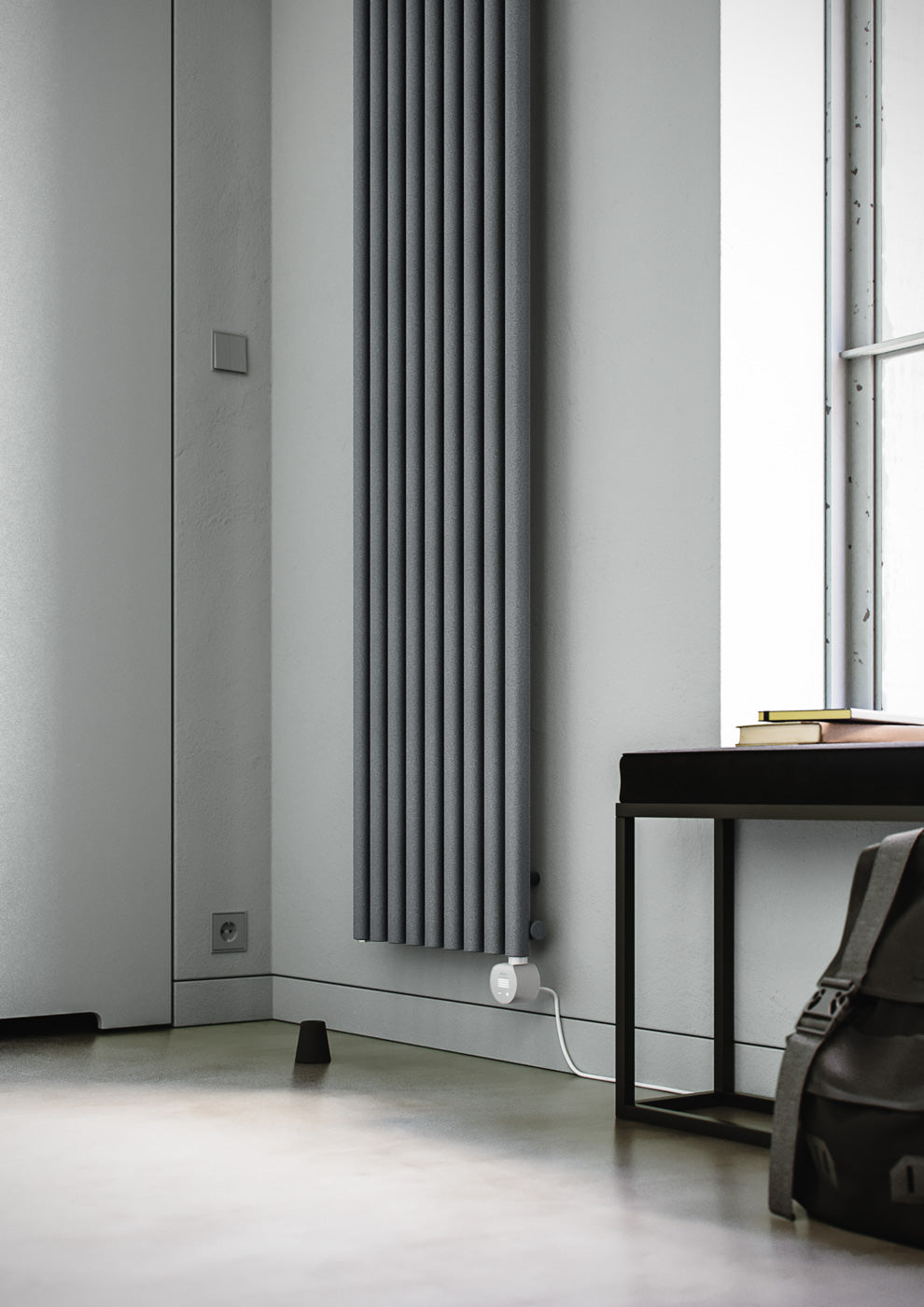 01_Terma-ROLO-ROOM-E-_Wi-Fi_-UK-plug_-1800h-x-370w_mm_-0.8-Kw-Electric-Radiator_-Textured-Salt-n-Pepper-Grey