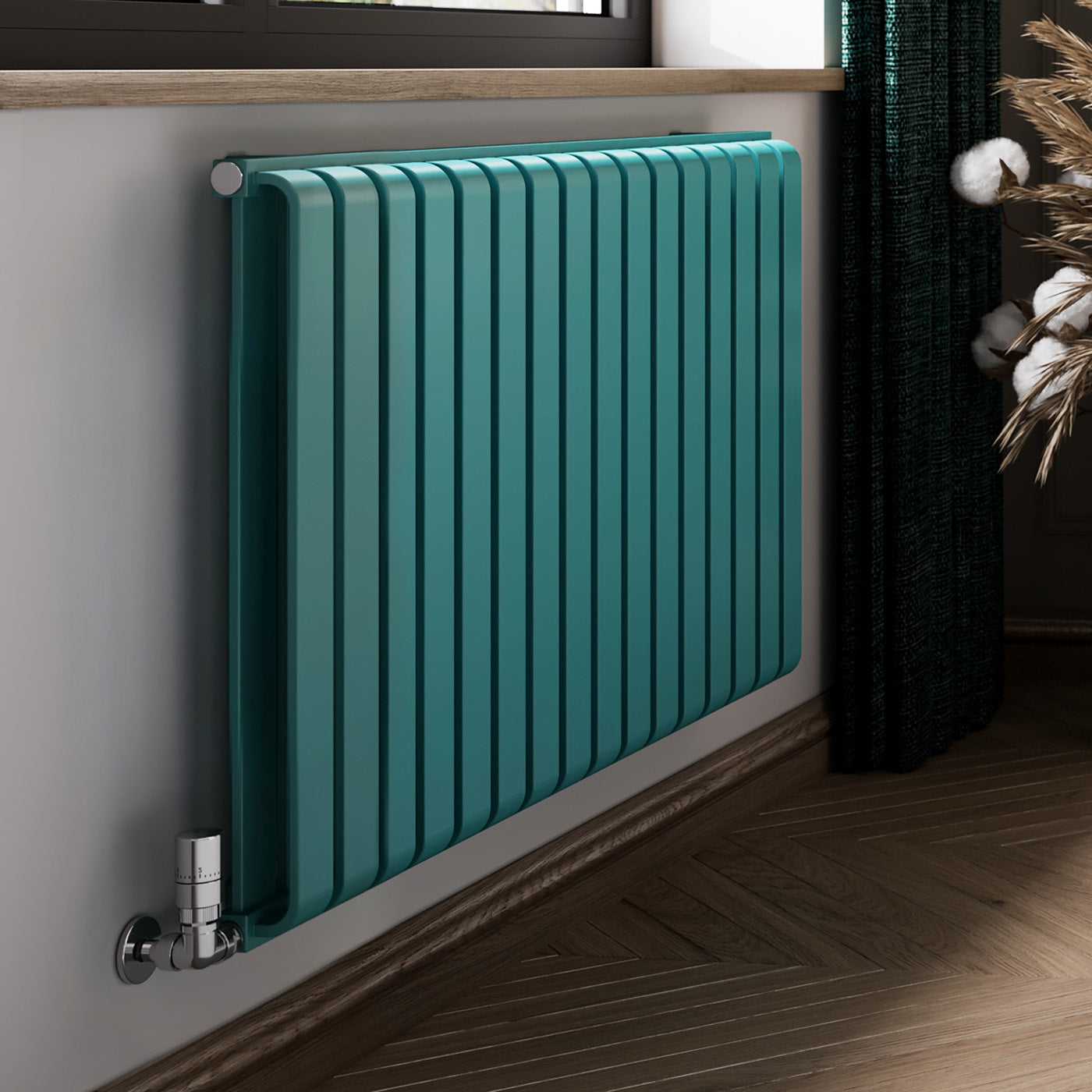 01_Terma-WARP-ROOM_-630h-x-1045w_mm_-3945-BTUs-Heated-Towel-Rail_-RAL-5018-_Matt_-Teal