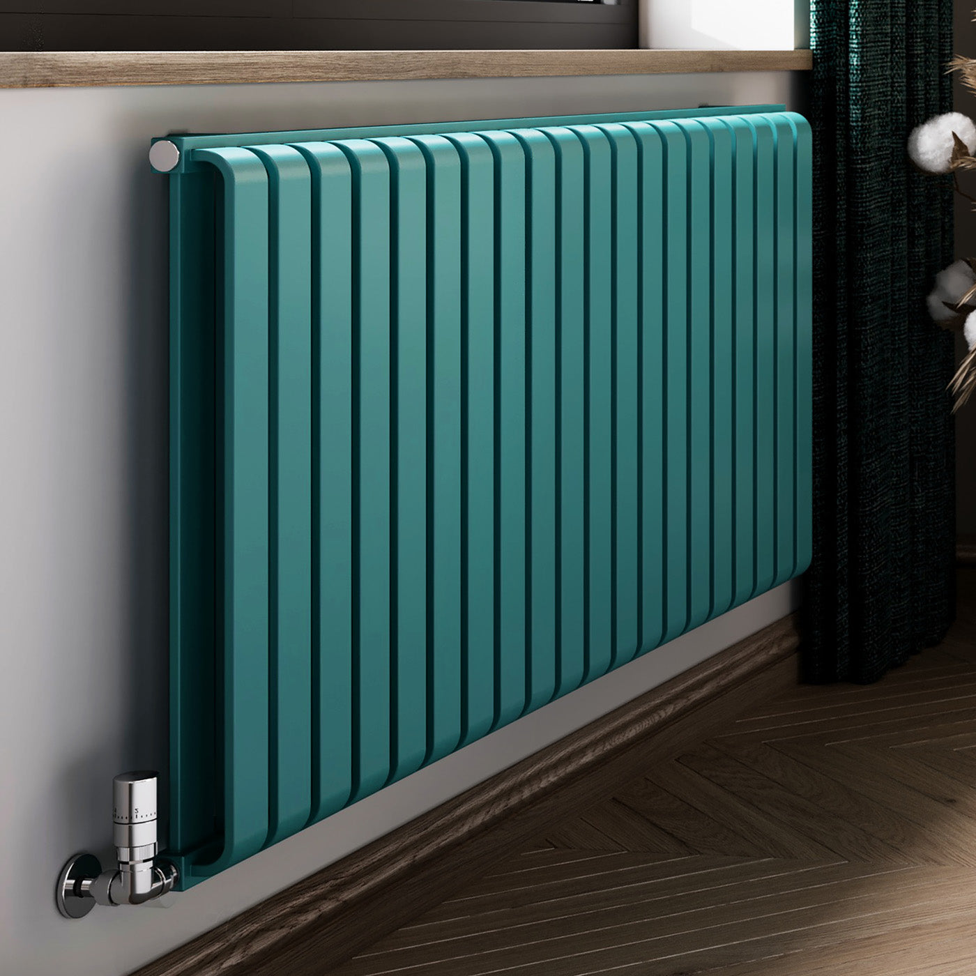 01_Terma-WARP-ROOM_-630h-x-1305w_mm_-4931-BTUs-Heated-Towel-Rail_-RAL-5018-_Matt_-Teal