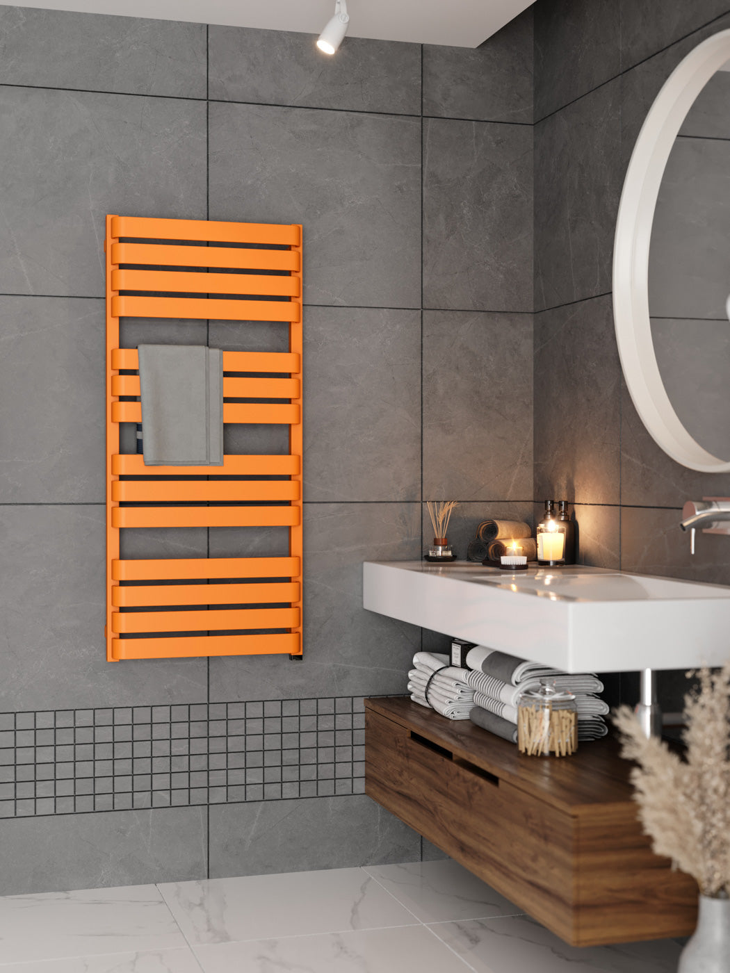 01_Terma-WARP-T-ONE-_internalised-element-45_60-deg._-1110h-x-500w_mm_-600w-Electric-Towel-Rail_-Matt-Orange-_RAL-2003