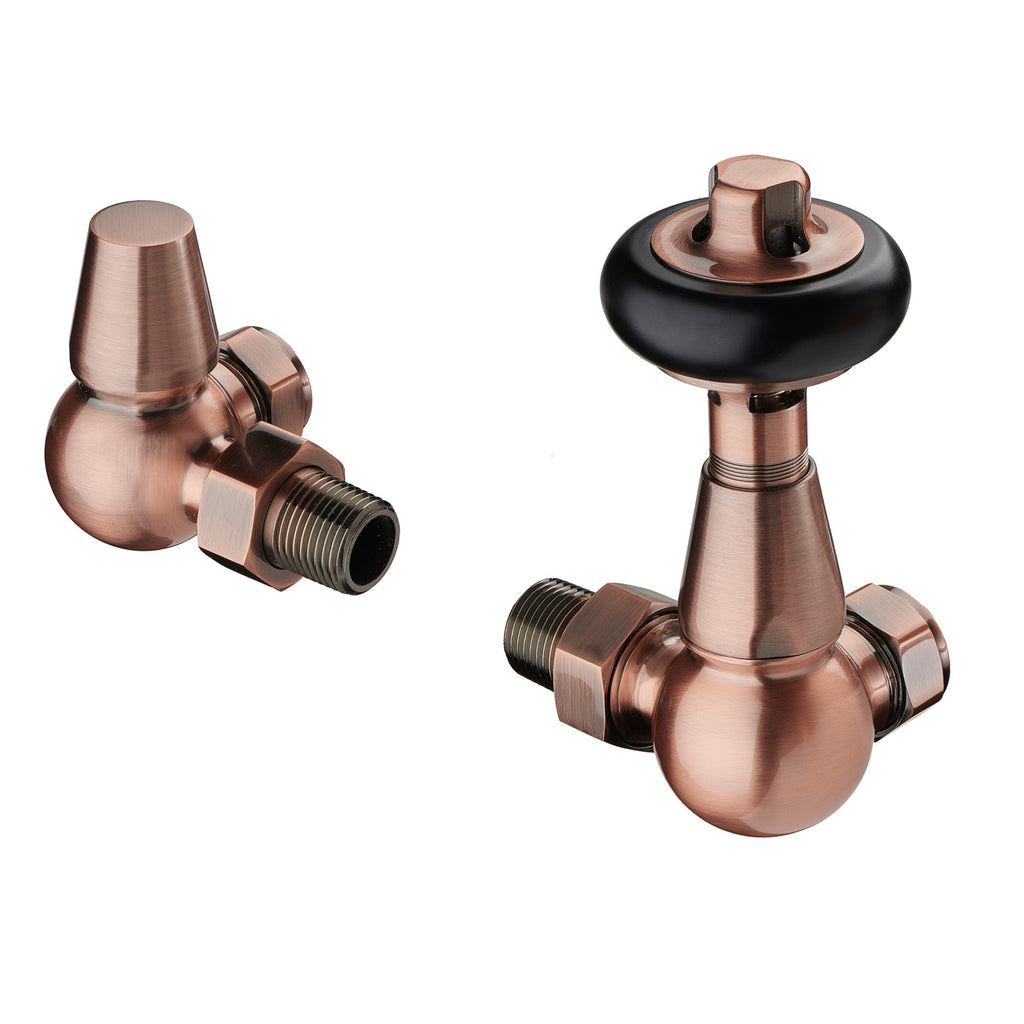 Copper Traditional Radiator Valves TRVs Corner Left or Right