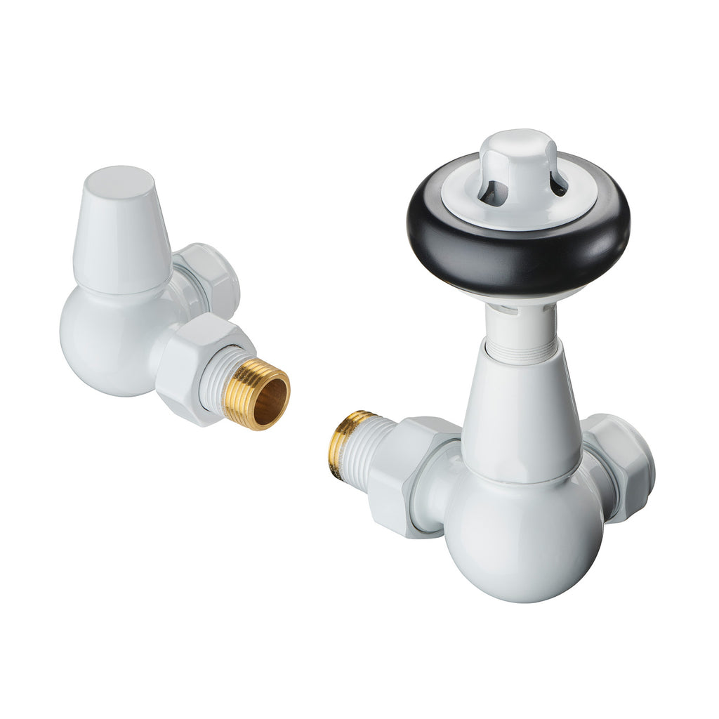 White Traditional Radiator Valves TRVs Corner Left or Right