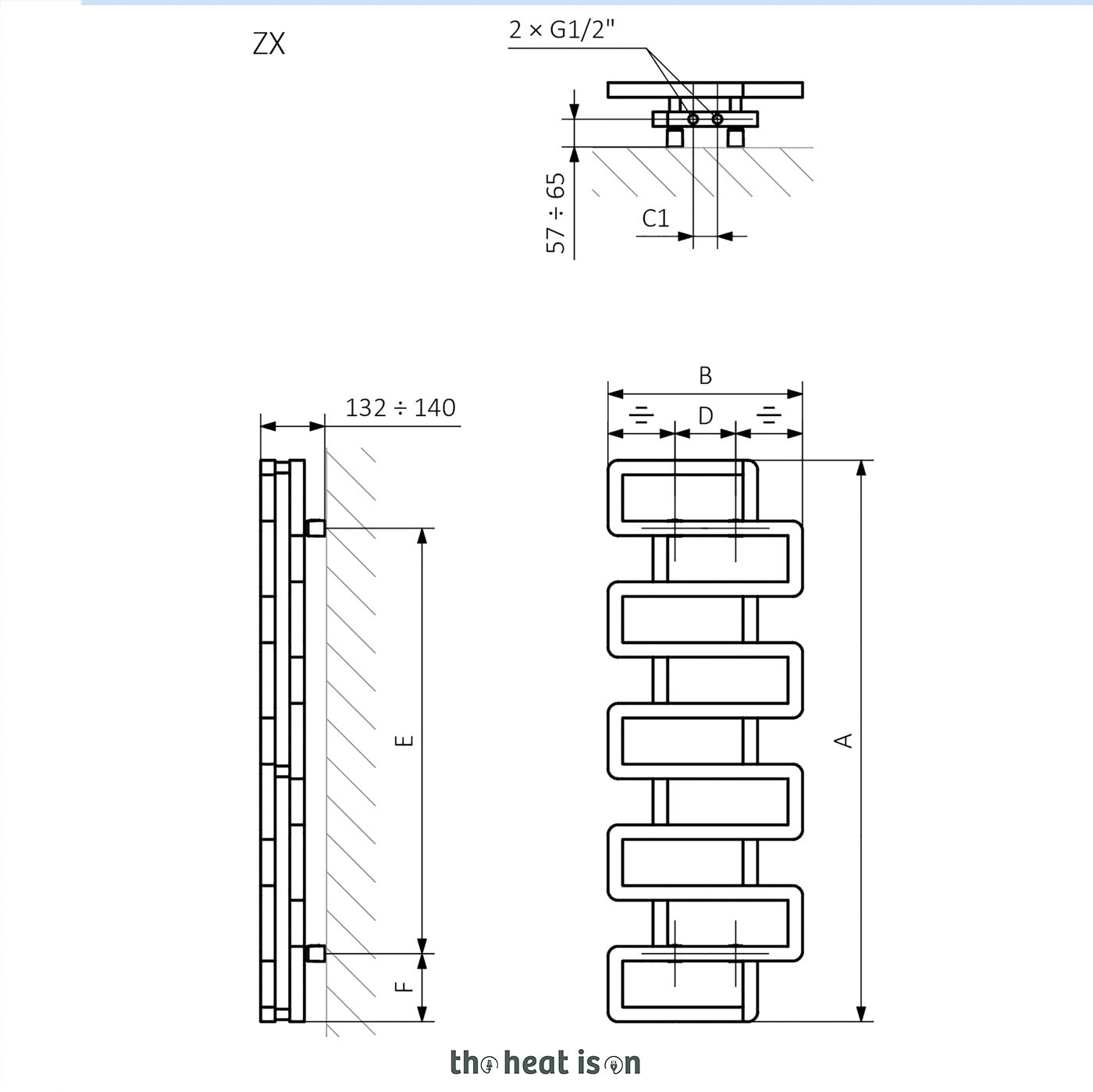 Terma BOOKIE, 1155h x 400w(mm), 1788 BTUs, Heated Towel Rail, RAL 5011 Matt Steel Blue