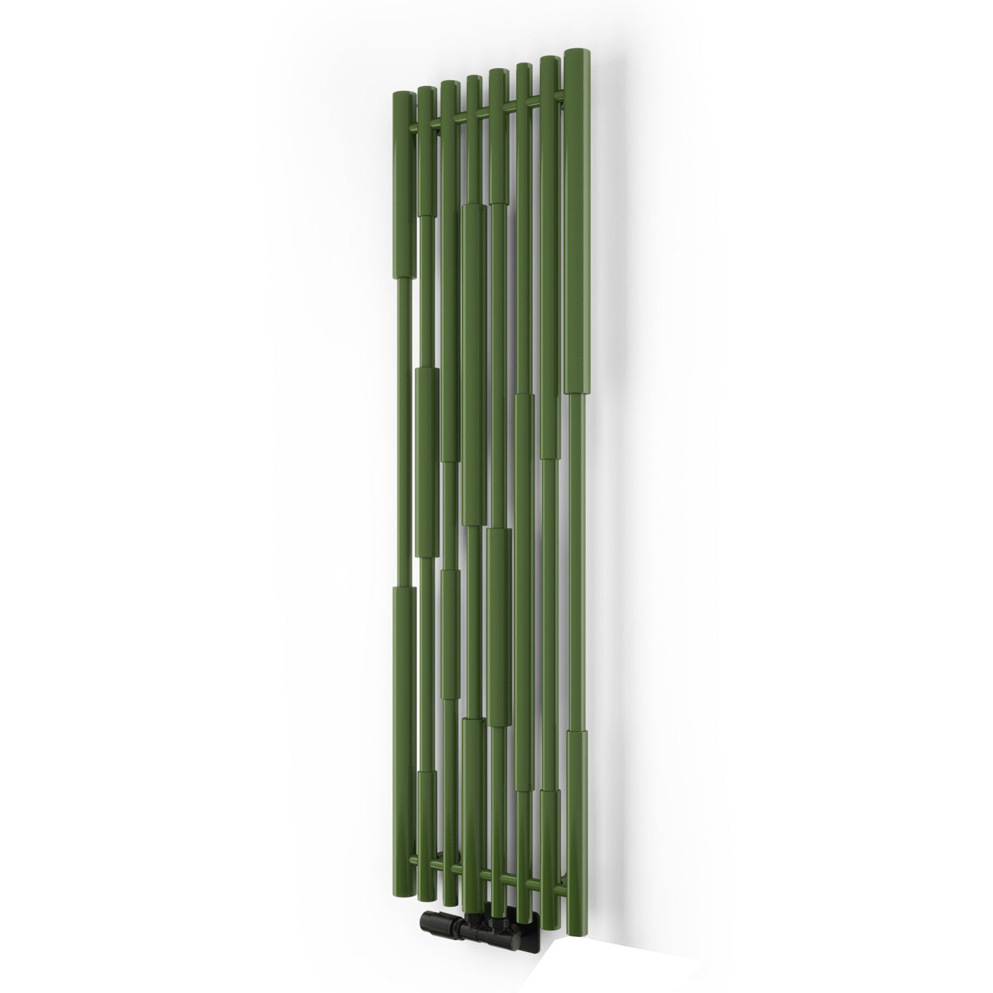 Terma CANE, 1600h x 390w(mm), 2286 BTUs Vertical Designer Radiator, RAL 6025 Matt Fern Green