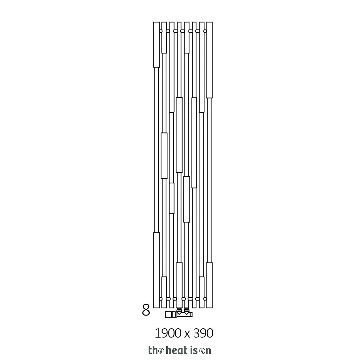 Terma CANE, 1900h x 390w(mm), 2621 BTUs, Vertical Designer Radiator, Vibrant Brown