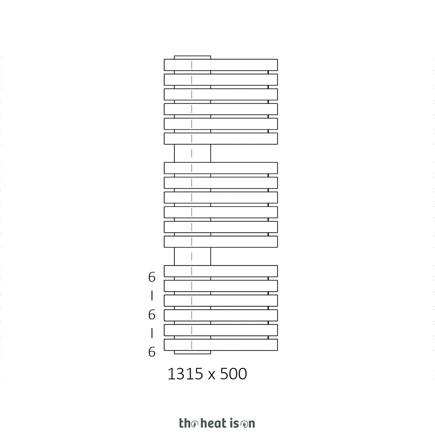 Terma IRON S, 1315h x 500w(mm), 3398 BTUs, Heated Towel Rail, Noble Brown (bars) Noble Brown (masking)