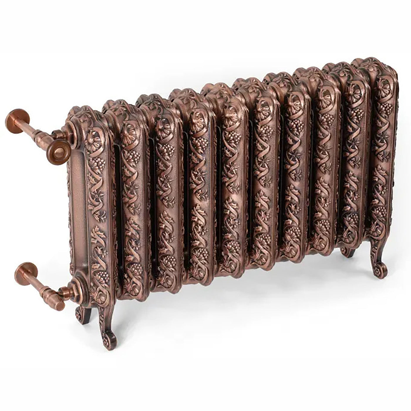 Terma KASZUB, 520h x 852w(mm), 3276 BTUs, Floorstanding Horizontal Cast Iron Radiator, 10 sections, Galvanic Copper