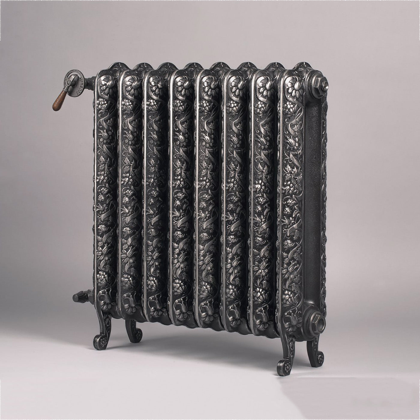 Terma KASZUB, 720h x 688w(mm), 3276 BTUs, Floorstanding Horizontal Cast Iron Radiator, 8 sections, Shaded Burnish