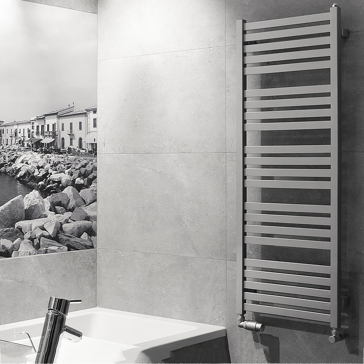 Terma MARLIN, 1185h x 430w(mm), 1593 BTUs, Heated Towel Rail, Nature