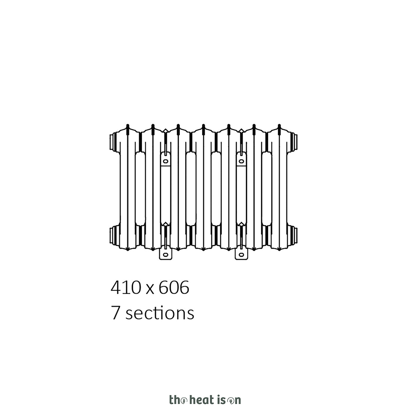 Terma OXFORD, 410h x 606w(mm), 2051 BTUs, Horizontal Cast Iron Radiator, 7 sections, White Soft