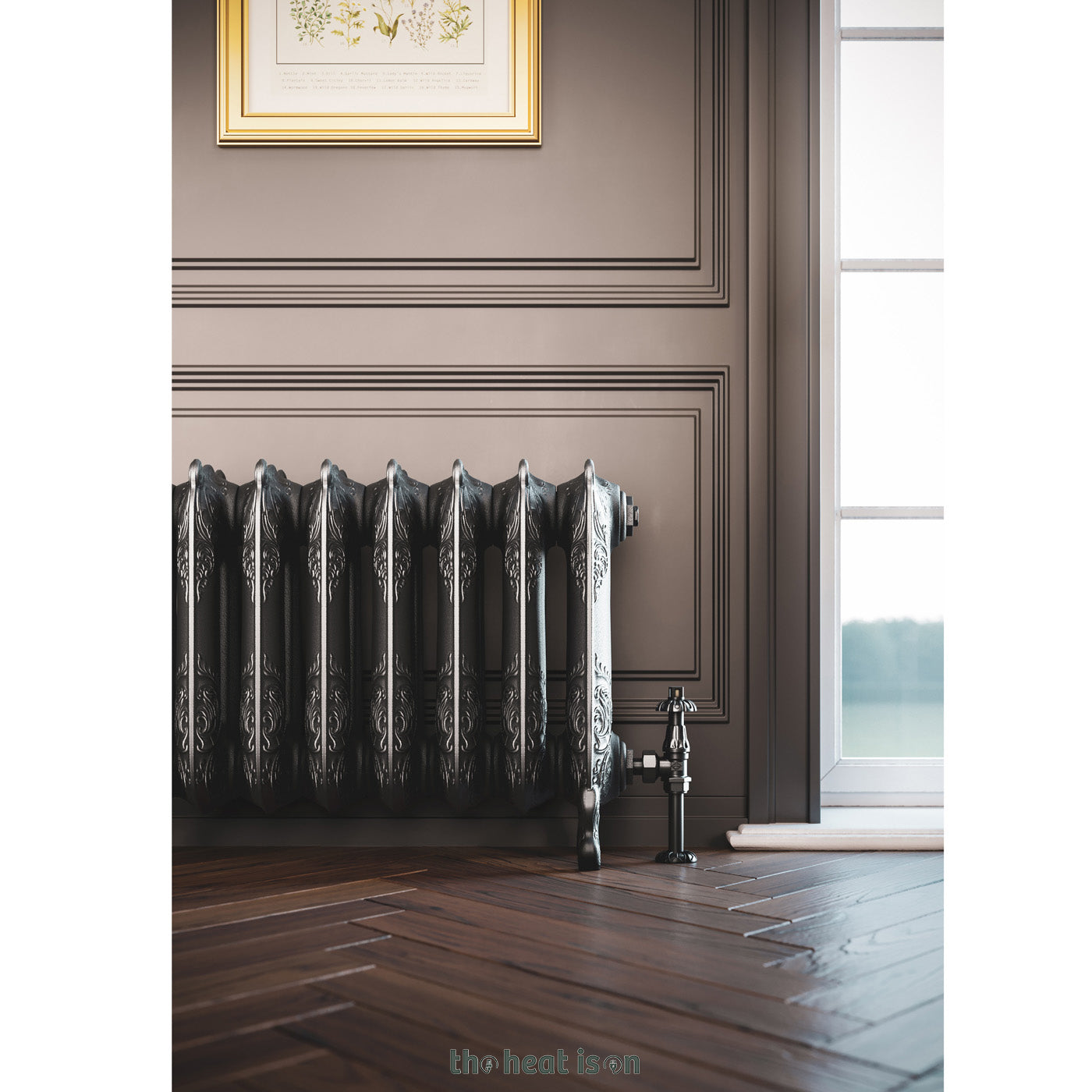 Terma OXFORD, 470h x 606w(mm), 2051 BTUs Horizontal Cast Iron Radiator, Raw Metal