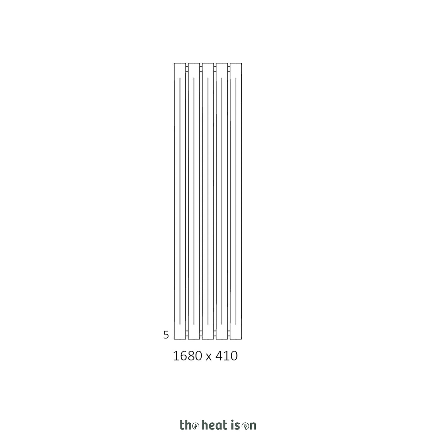 Terma PIER, 1680h x 410w(mm), 2344 BTUs, Vertical Designer Radiator, Sparkling Grey