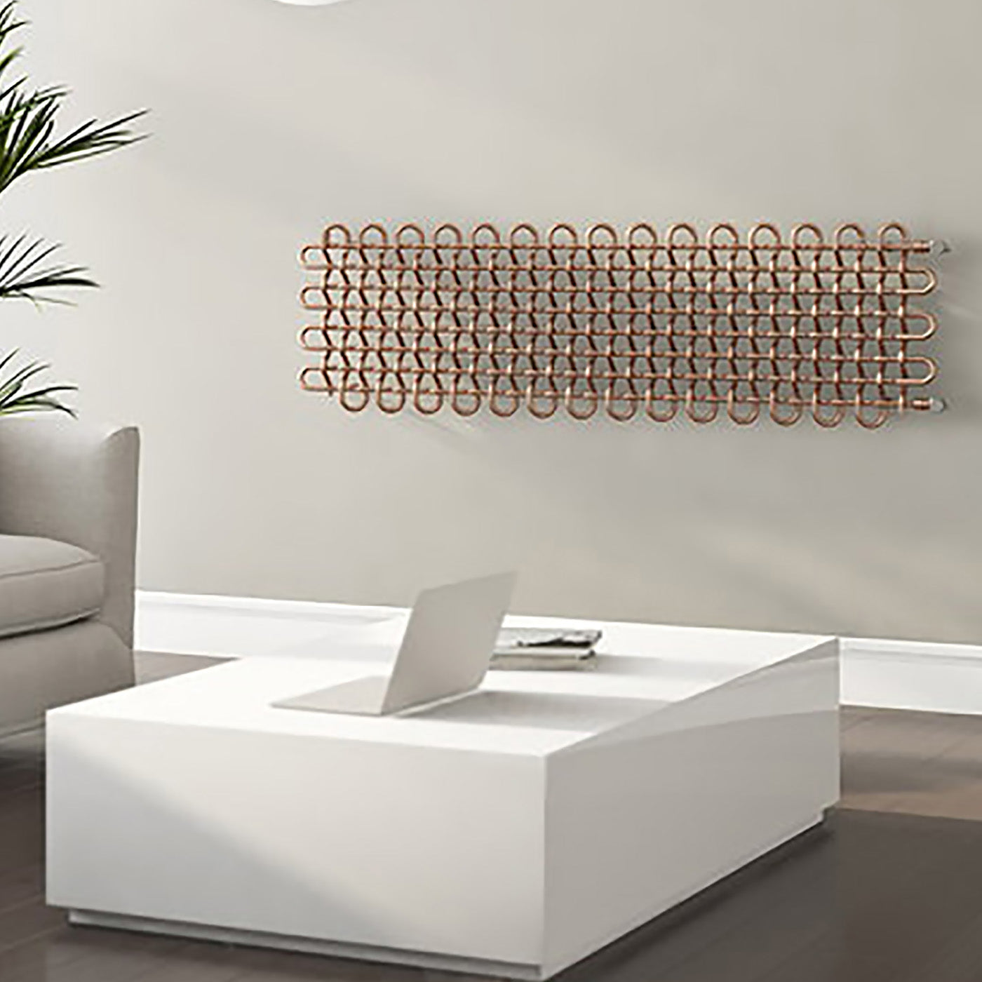 Terma PLC H, 463h x 1600w(mm), 2122 BTUs, Horizontal Designer Radiator, Bright Copper