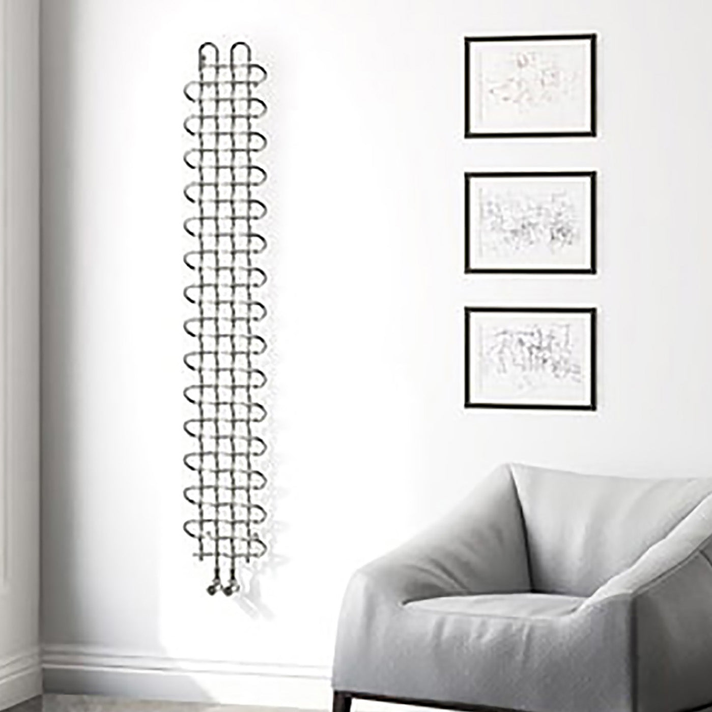 Terma PLC V, 1580h x 263w(mm), 1129 BTUs, Vertical Designer Radiator, Inox