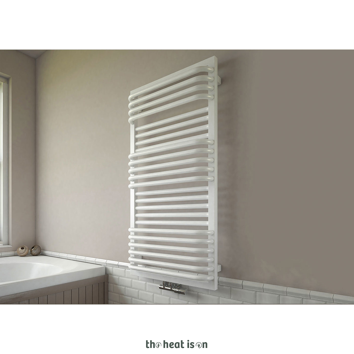 Terma POC 2, 1040h x 600w(mm), 2535 BTUs, Heated Towel Rail, RAL 9016 Matt White