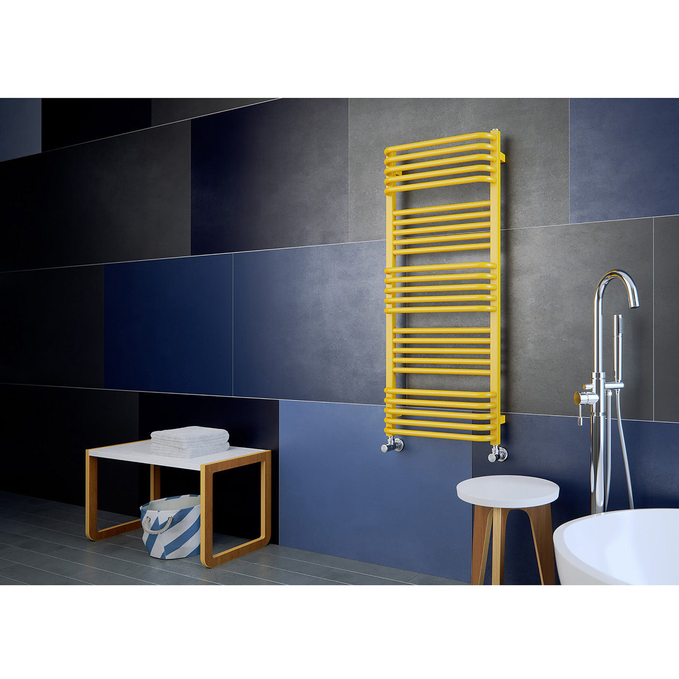 Terma POLA, 1180h x 500w(mm), 2177 BTUs, Heated Towel Rail, RAL 1018 Matt Zinc Yellow