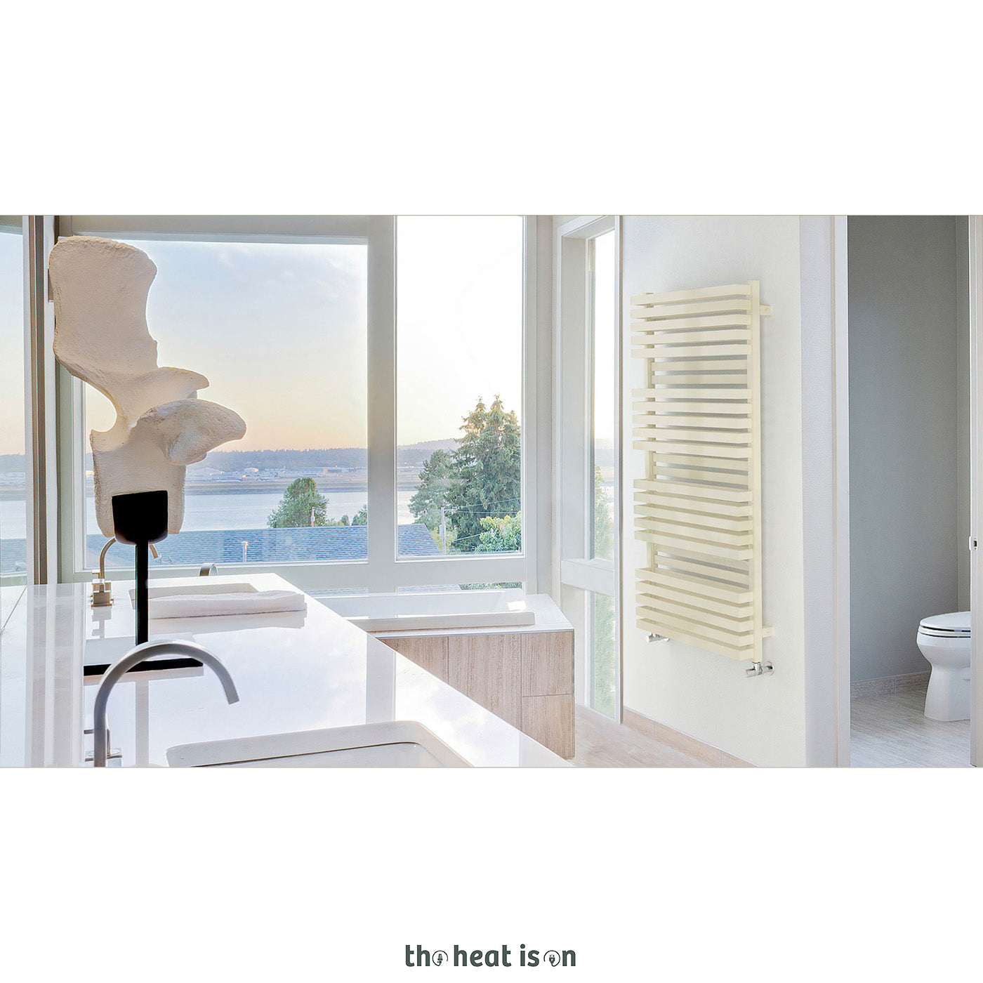 Terma QUADRUS BOLD, 1185h x 450w(mm), 2849 BTUs, Heated Towel Rail, Sparkling Cream