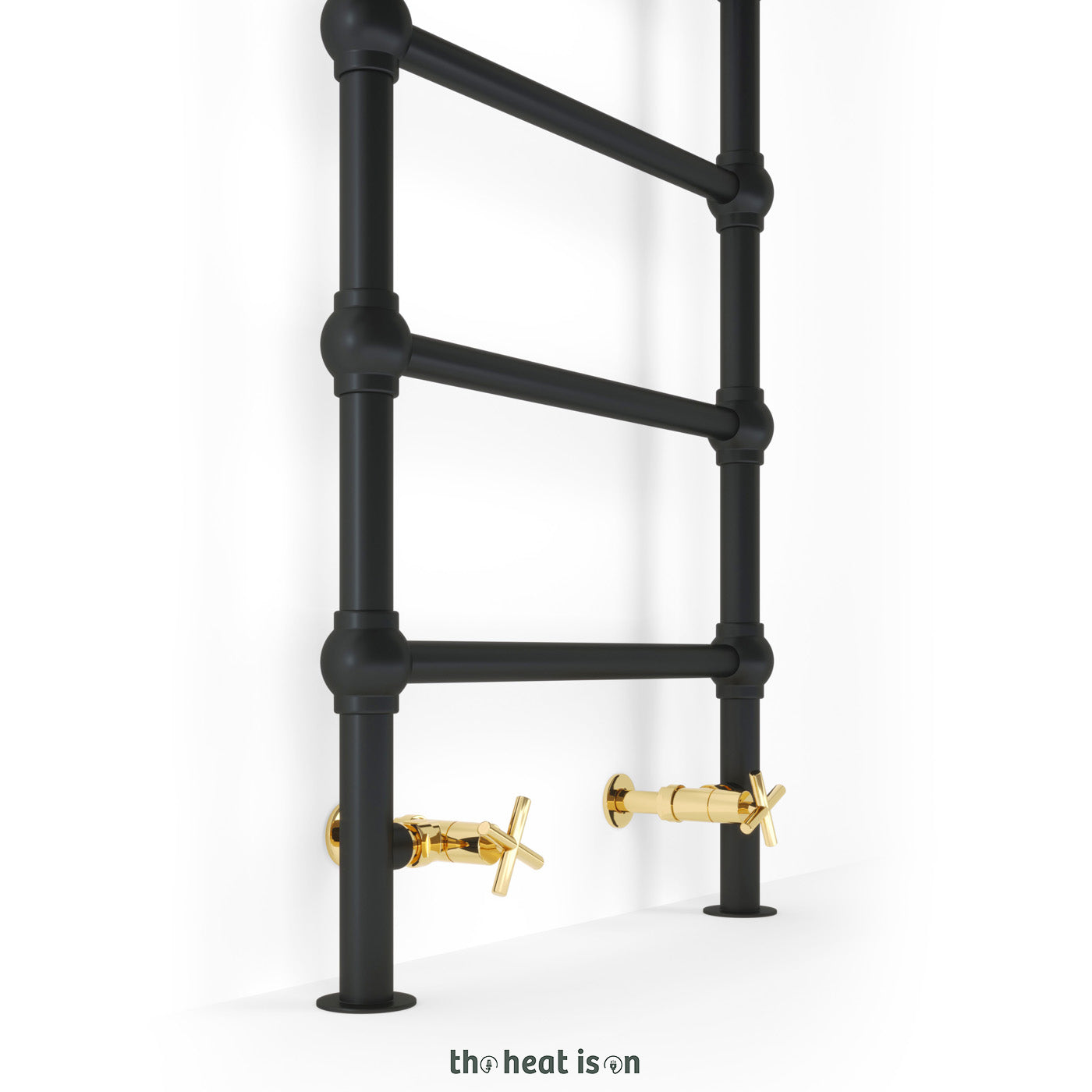 Terma RETRO S, 1245h x 504w(mm), 966 BTUs Heated Towel Rail, RAL 9005 Soft Matt Black