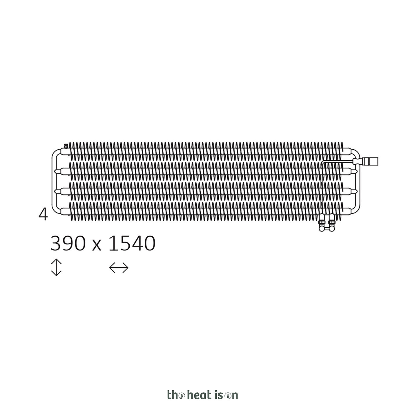 Terma RIBBON HWS, 390h x 1540w(mm), 3378 BTUs, Horizontal Designer Radiator, RAL 3007 Matt Black Red