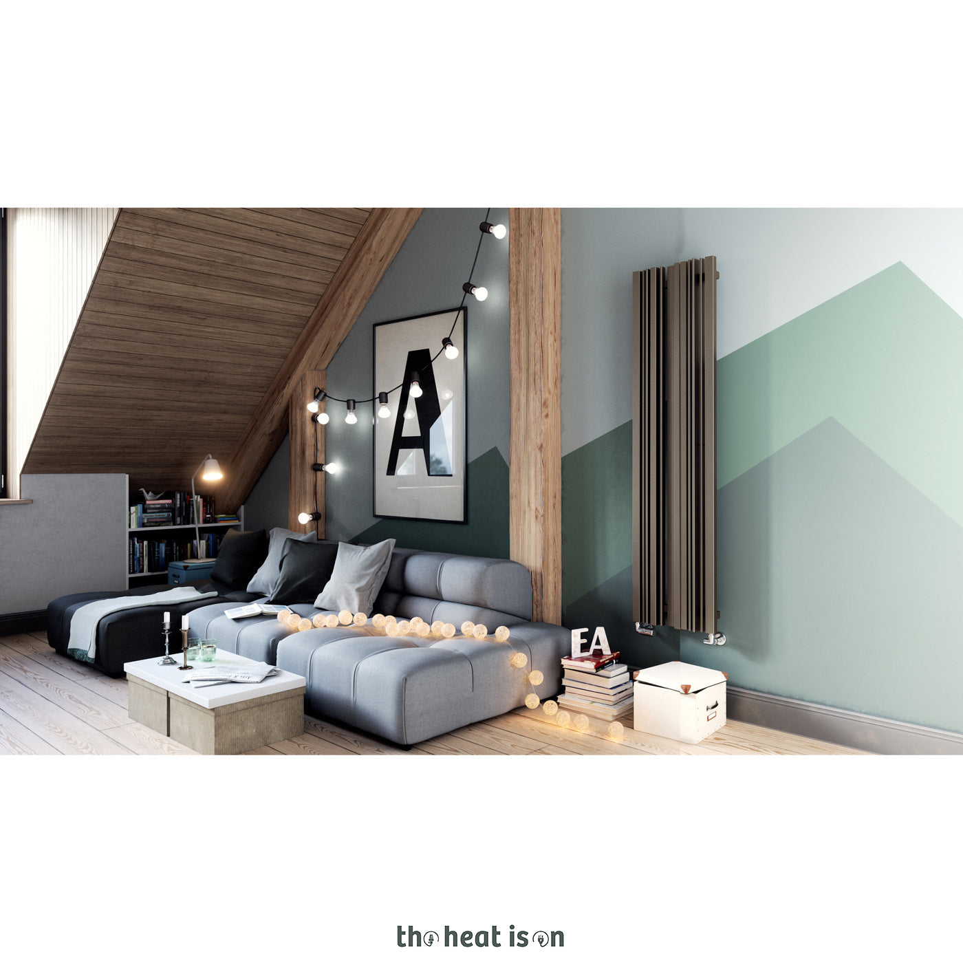 Terma SHERWOOD V, 1300h x 330w(mm), 2054 BTUs Vertical Designer Radiator, RAL 8028 Matt Terra Brown