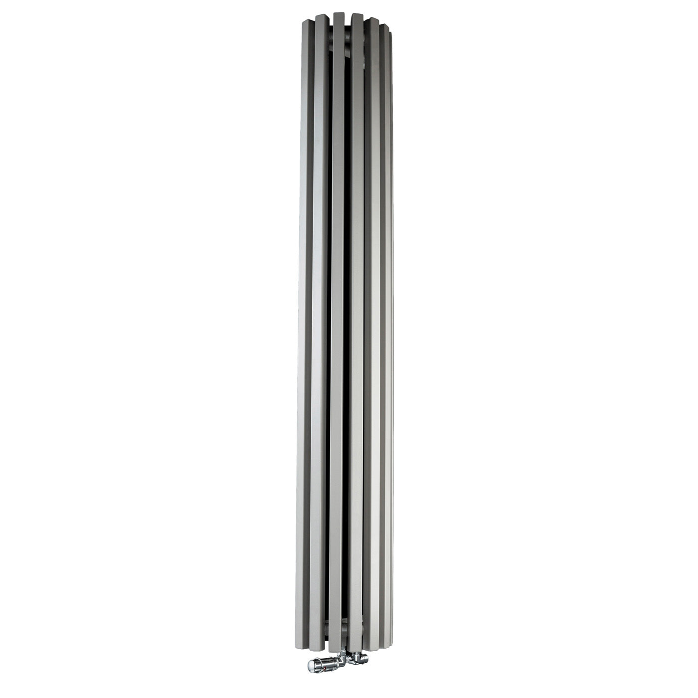 Terma TRIGA AN, 1900h x 280w(mm), 3590 BTUs Half Round Vertical Designer Radiator, Metallic Beige (aka Taupe Grey)