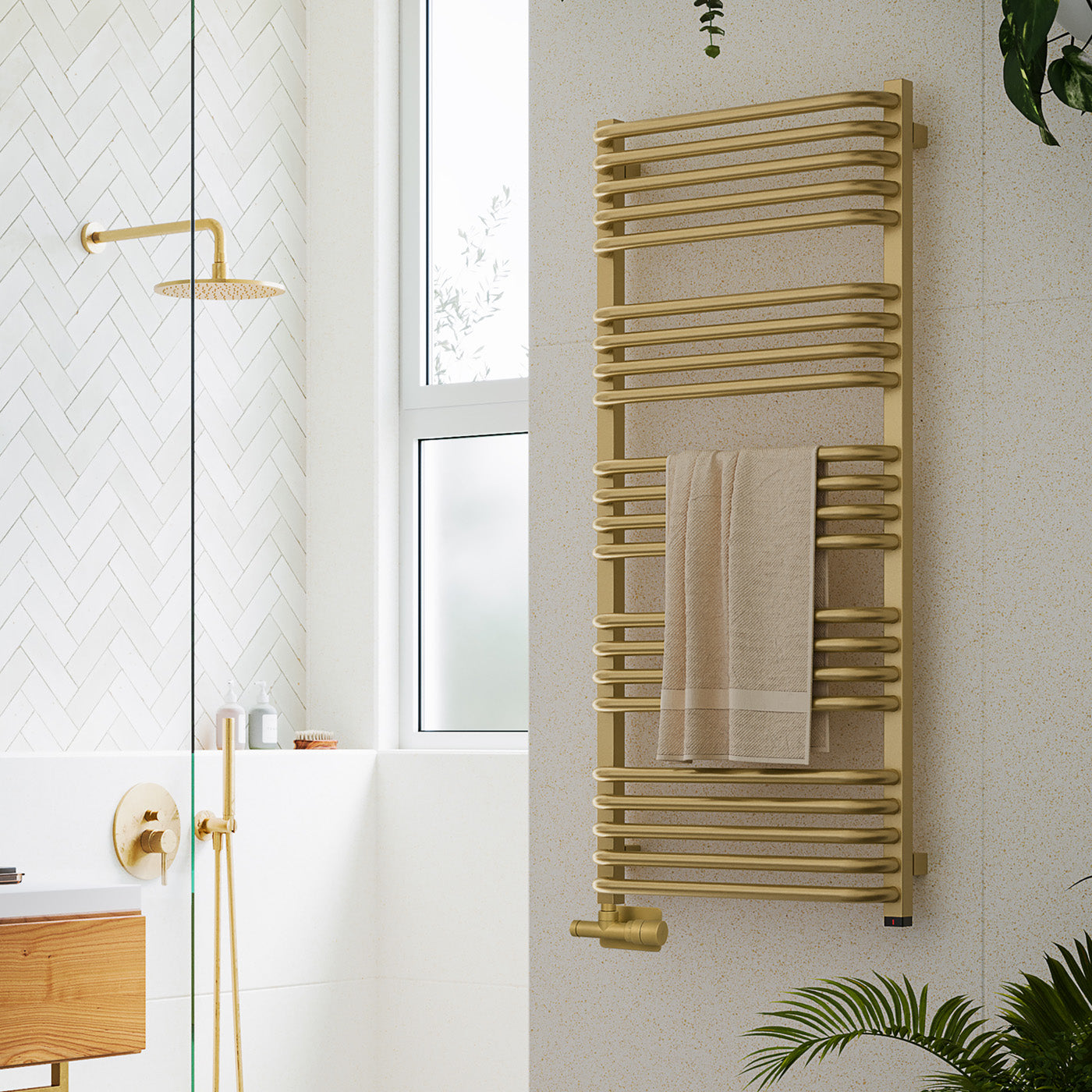 02-terma-alex-one-dual-fuel-towel-rail-1140h-x-500wmm-2017-btus-600w-brass-premium-wet-paint-with-unico-dual-fuel-valve-in-chrome-internal-one-element-45-60oc