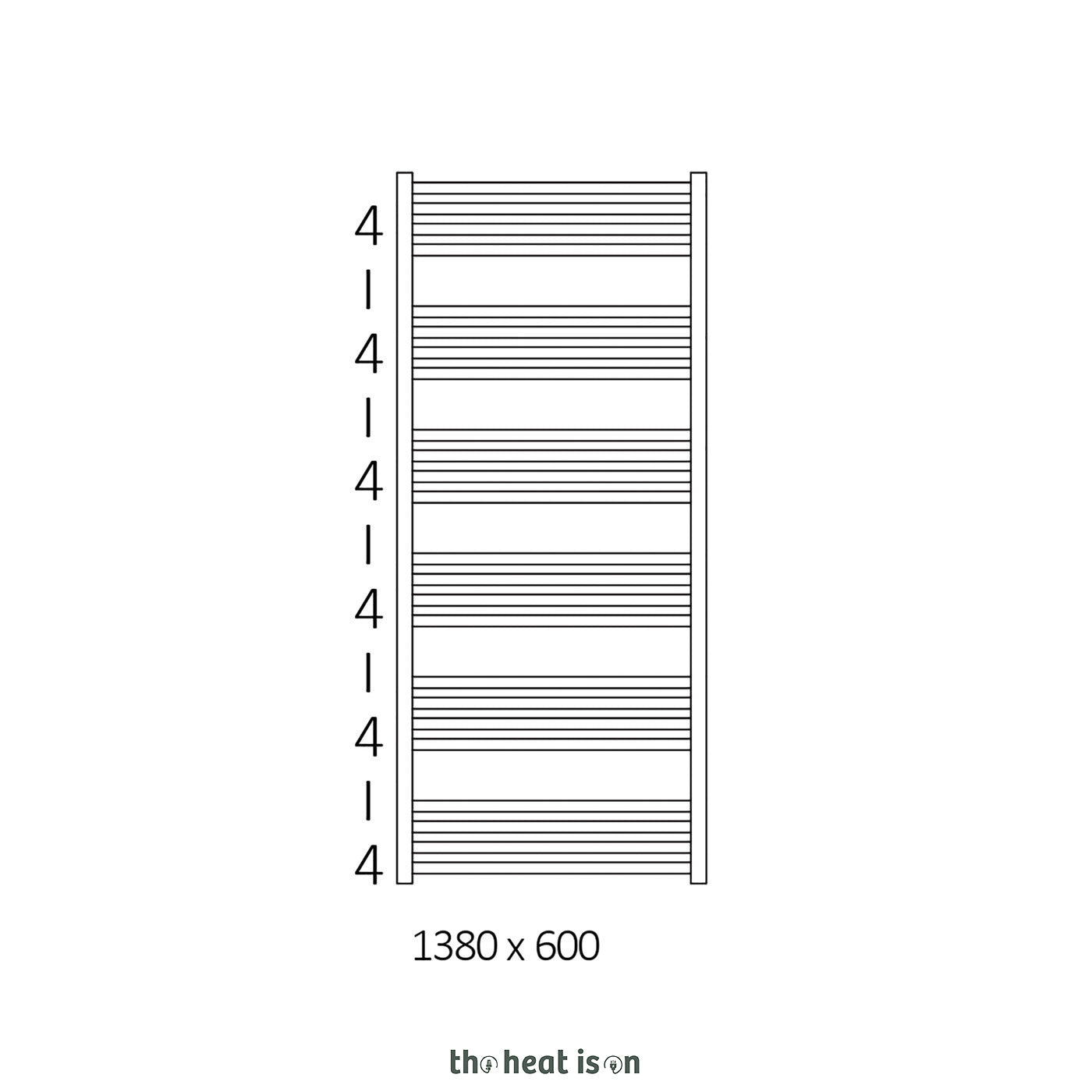 Terma FIONA, 1380h x 600w(mm), 2330 BTUs Heated Towel Rail, Anodic Brown