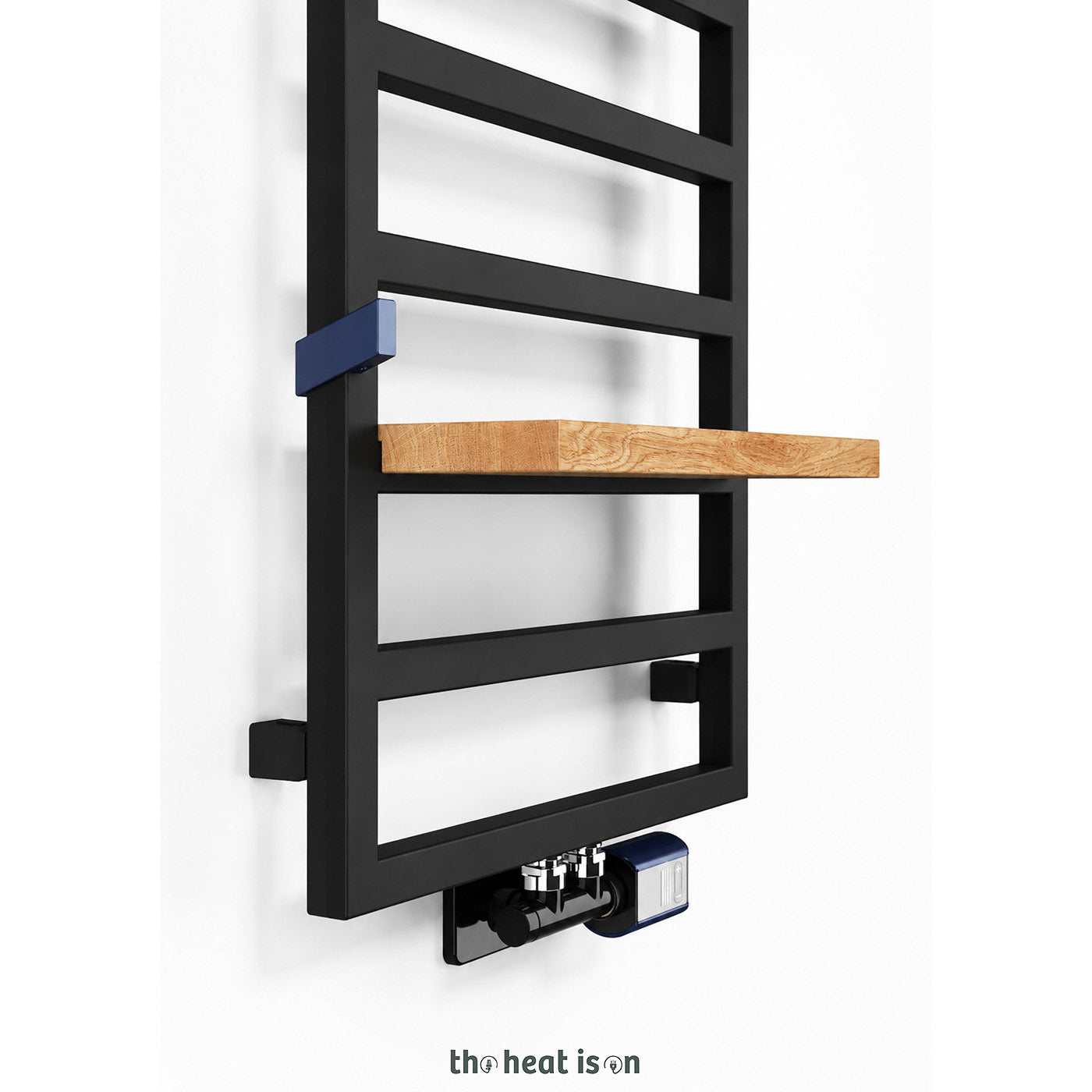 Terma GRID, 990h x 500w(mm), 1351 BTUs Heated Towel Rail, 50mm Central Connections, Super Matt Soft RAL 9005  Black