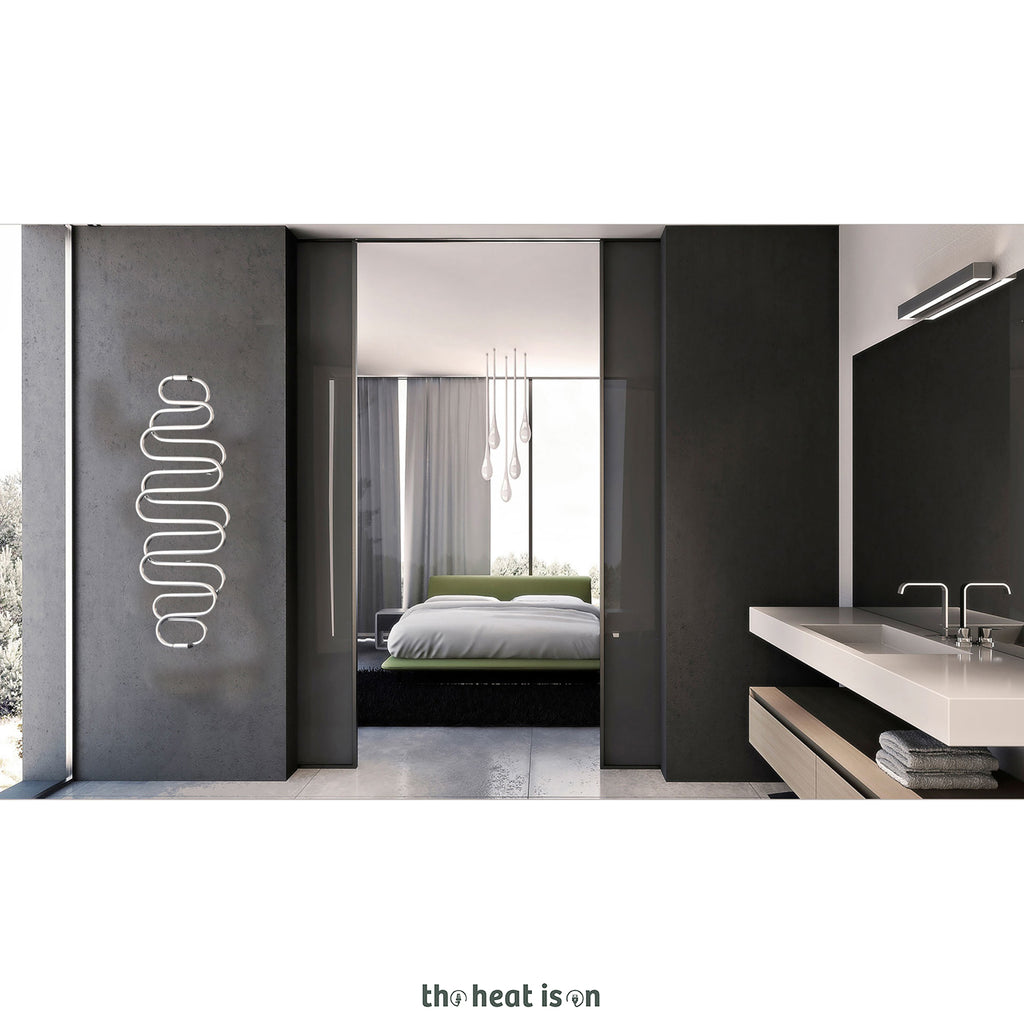 Terma PERLA E, 1360h x 500w(mm), 213w Dry Electric Towel Rail (with heating wire), Chrome (simple on/off button, no timer/no drying func.)