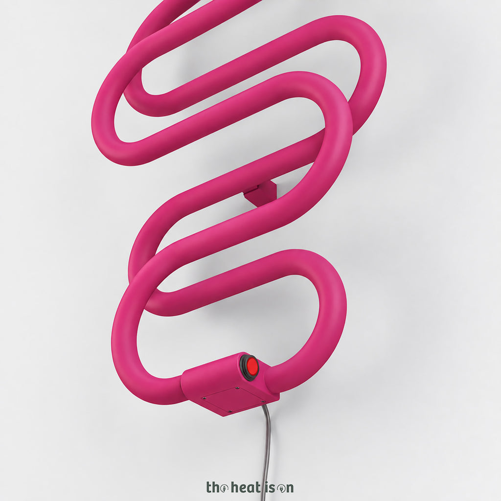 Terma PERLA E, 1360h x 500w(mm), 284w Dry Electric Towel Rail (with heating wire), RAL 4010 Telemgenta Pink  (simple on/off button, no timer/no drying func.)